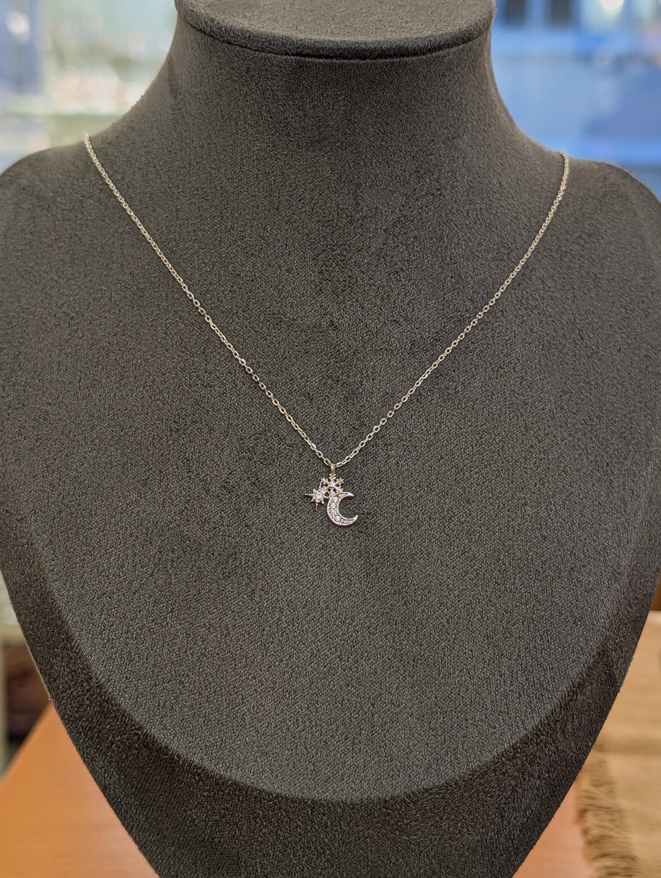 Crescent and star necklace