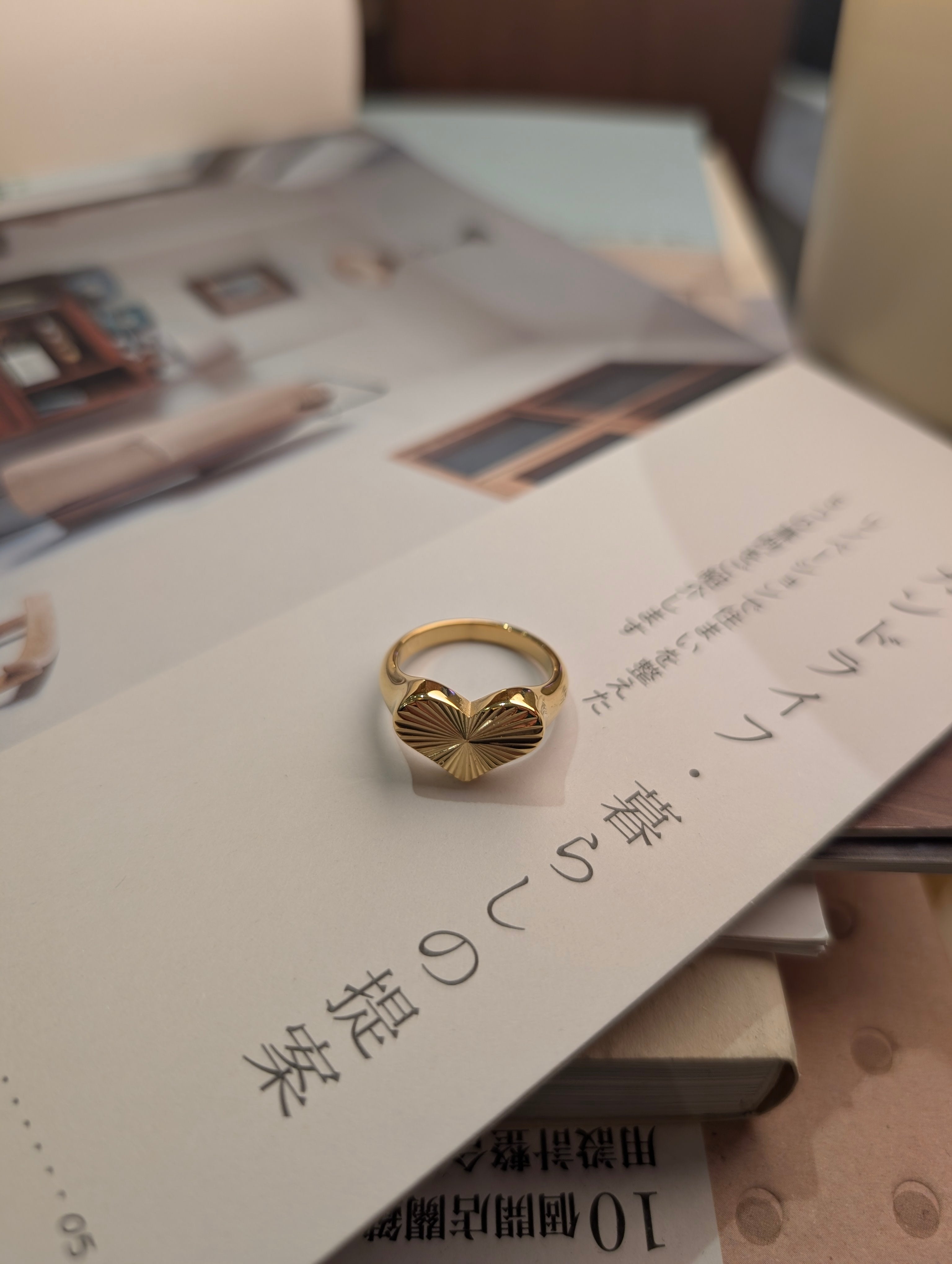 Striped heart stainless steel ring