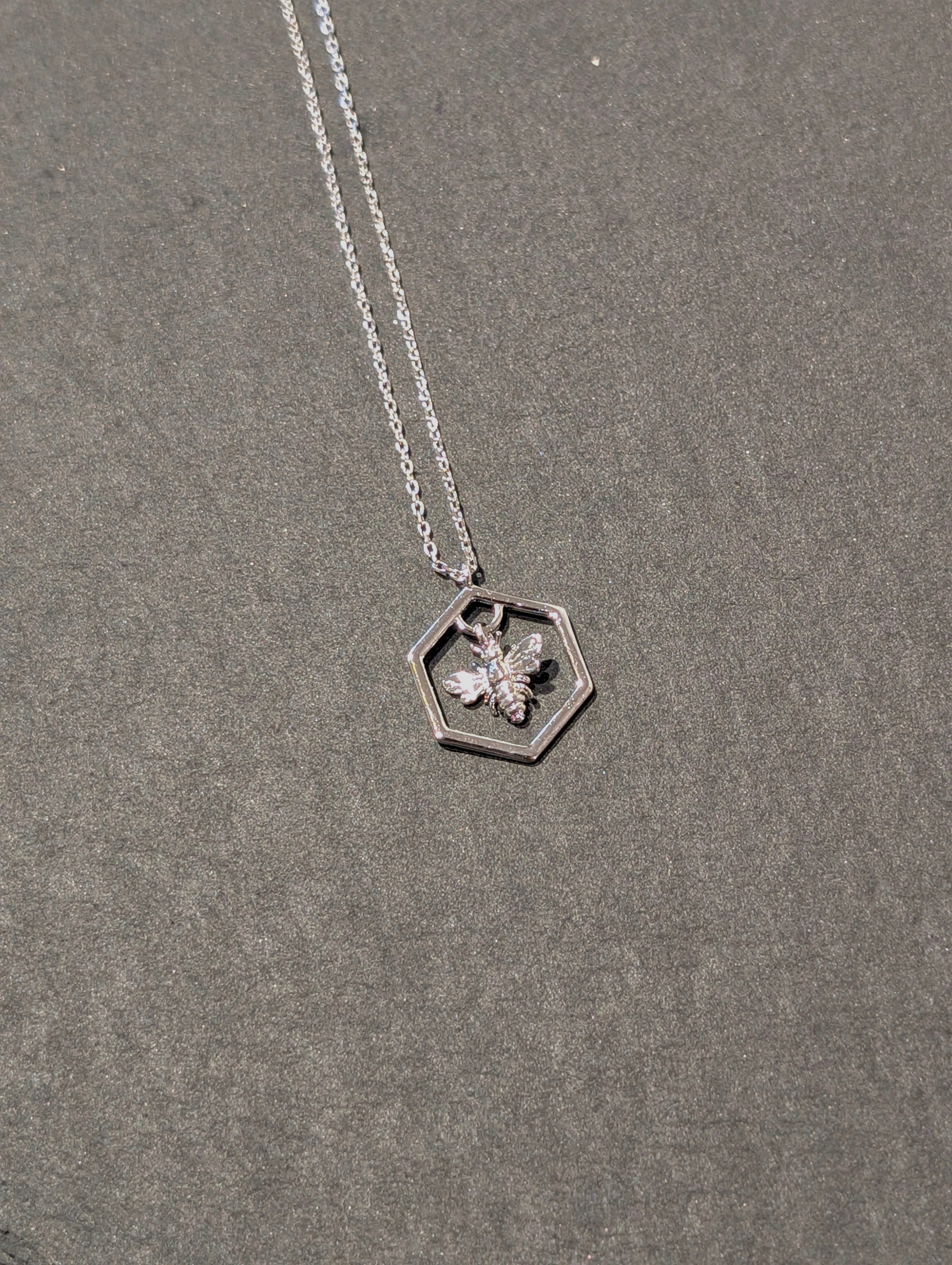 Hexagon Bee Pendant