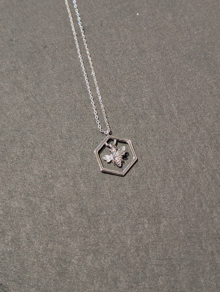 Hexagon Bee Pendant