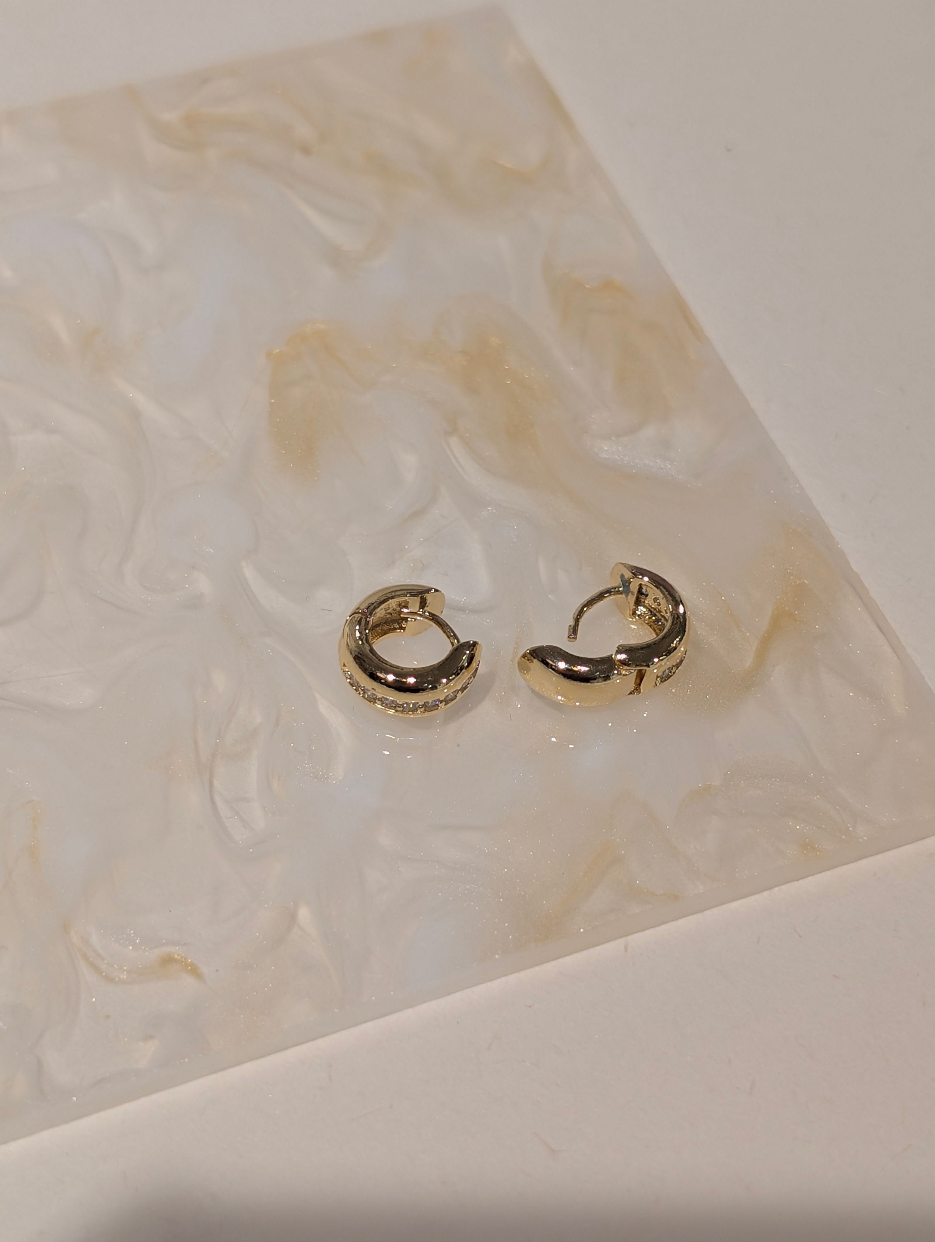 Mini Huggie hoop brass earrings