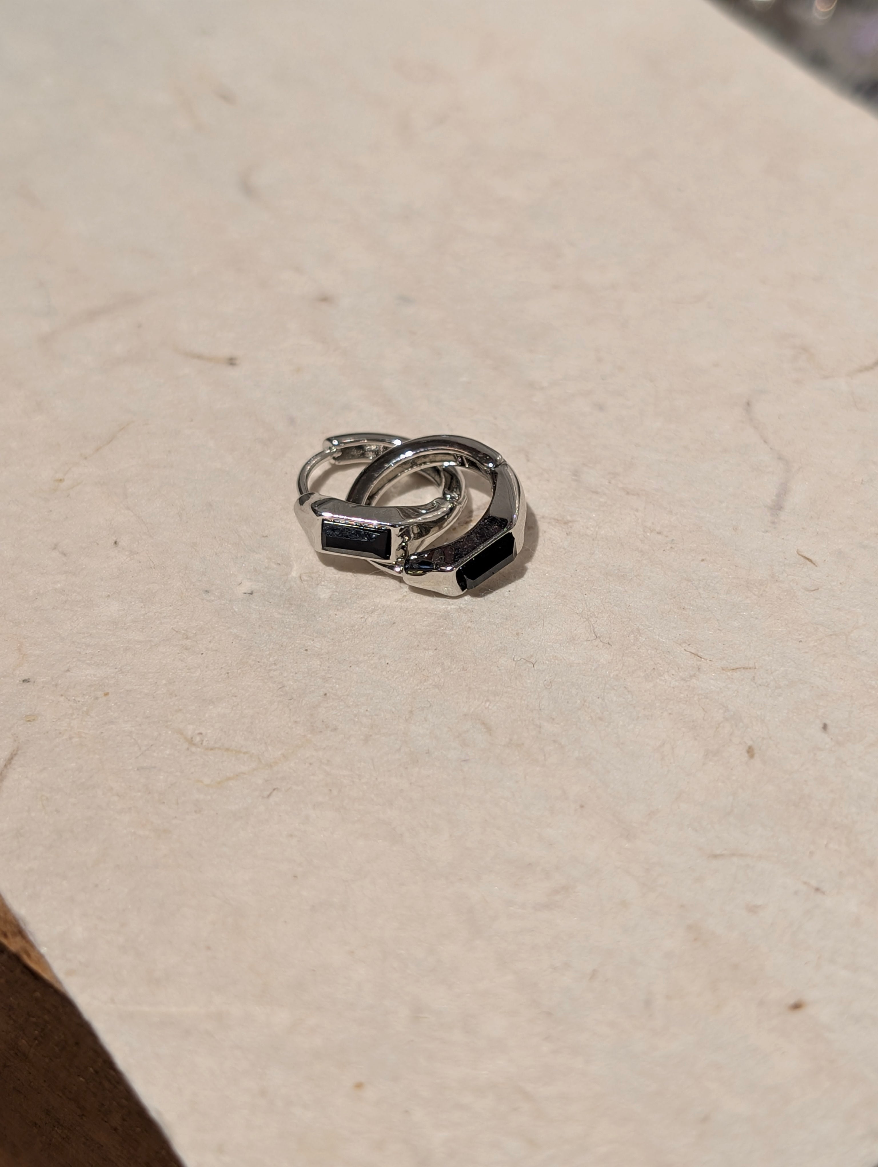 Cz stainless steel hinged hoop earrings