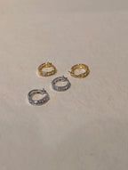 Rectangular CZ Hinged Hoop Earrings
