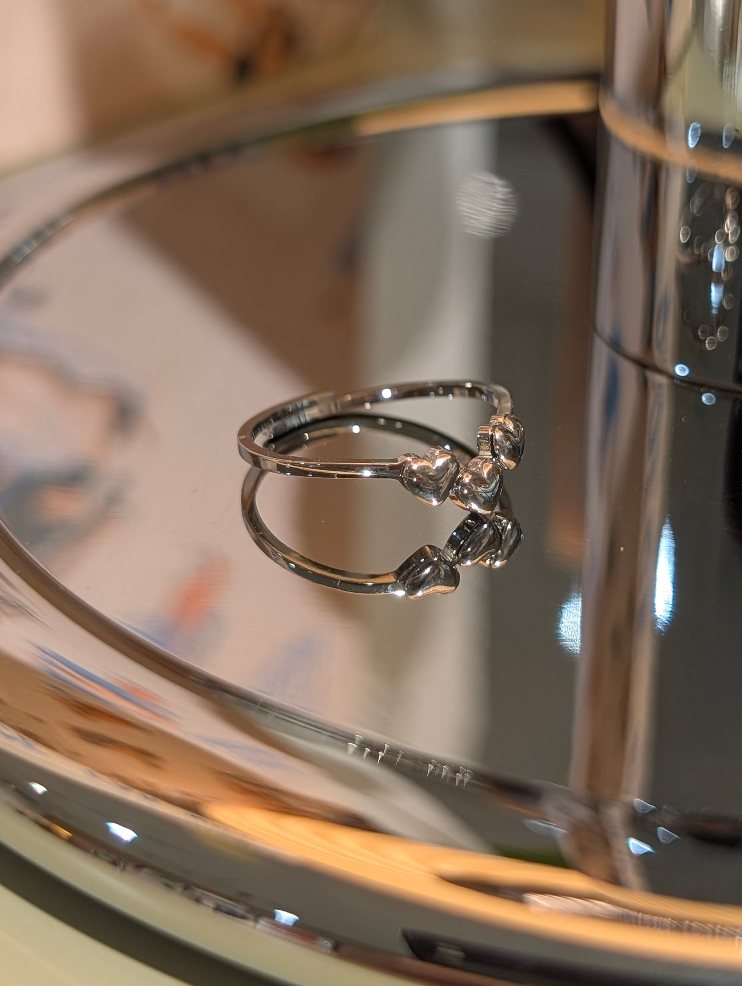 Triple heart stainless steel ring