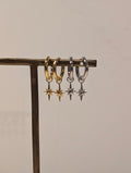 Hinged hoop drop starburst earrings