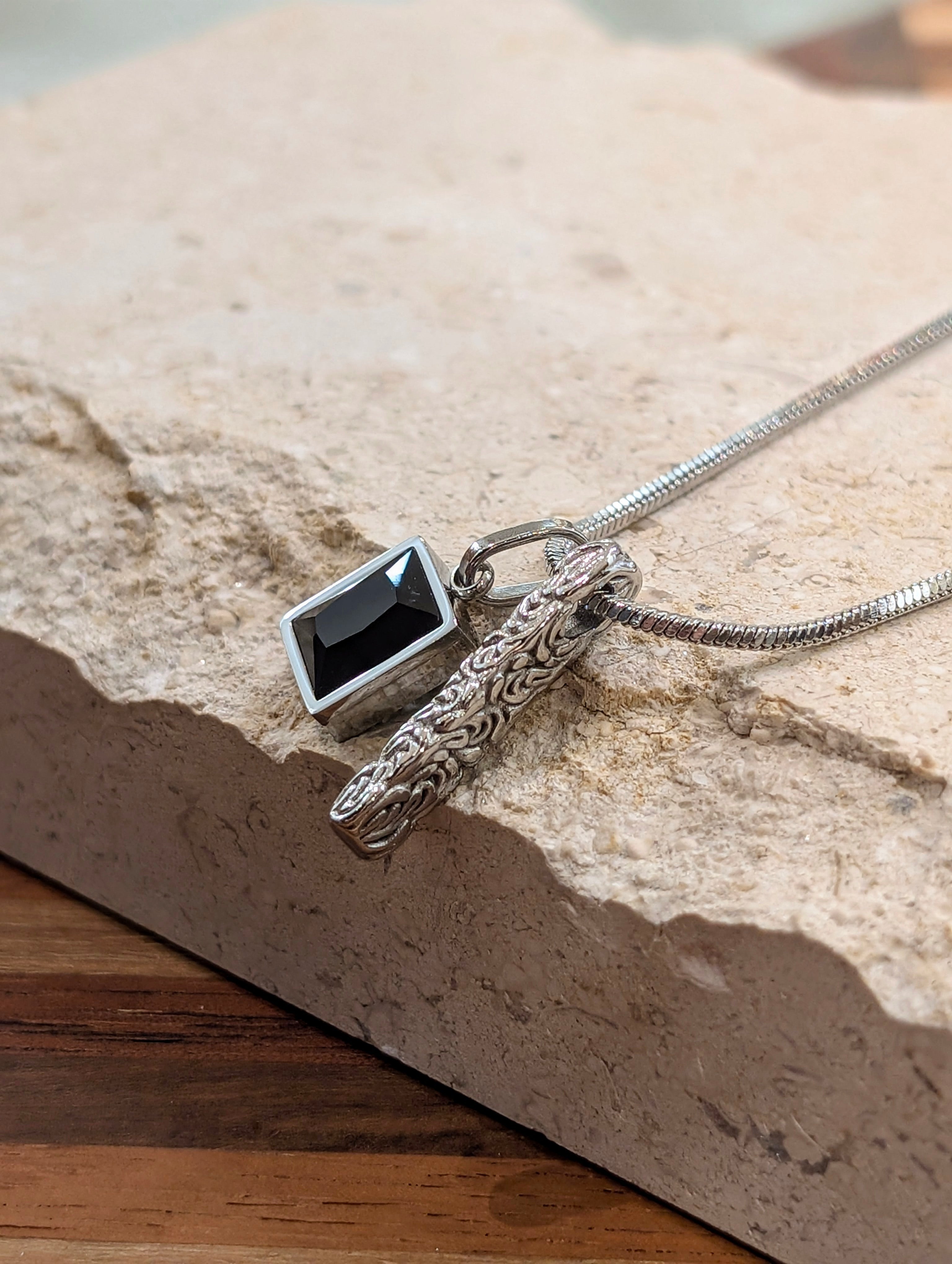 Mono bar pendant stainless steel necklace