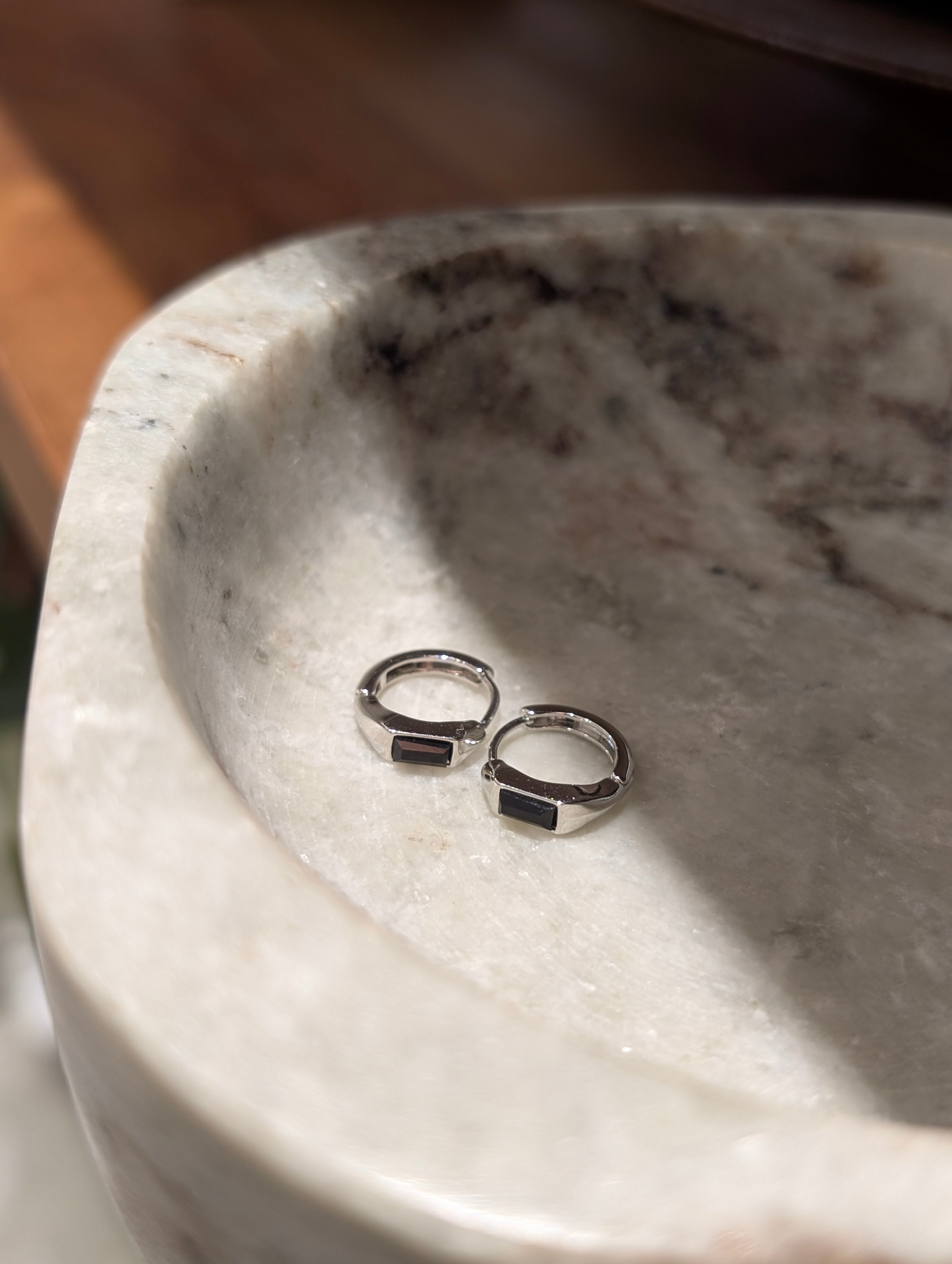 Cz stainless steel hinged hoop earrings