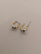 Brass hoop interlock earrings