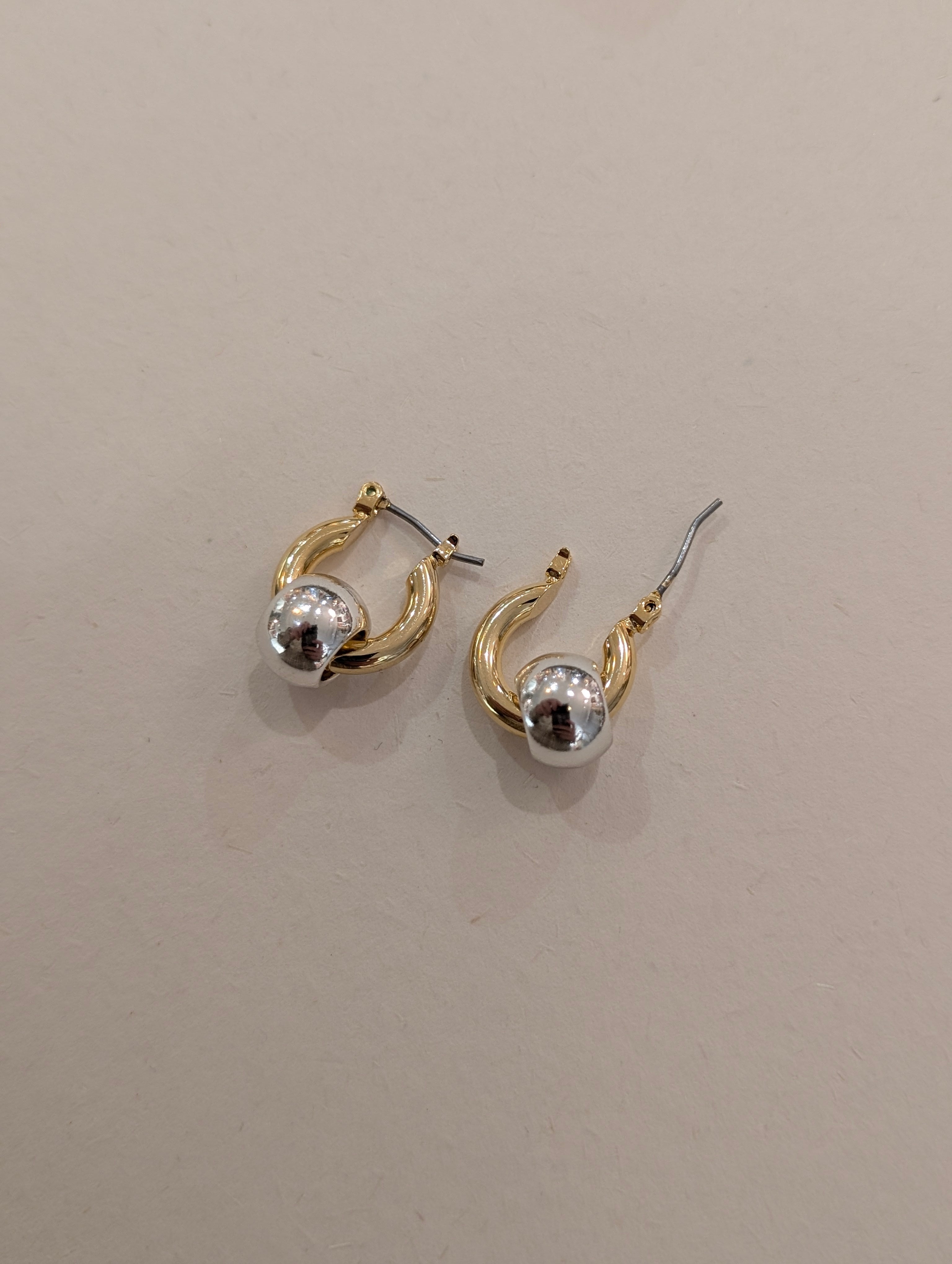 Brass hoop interlock earrings