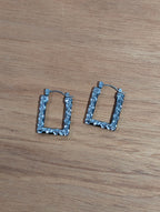Textured frame stainless steel earrings