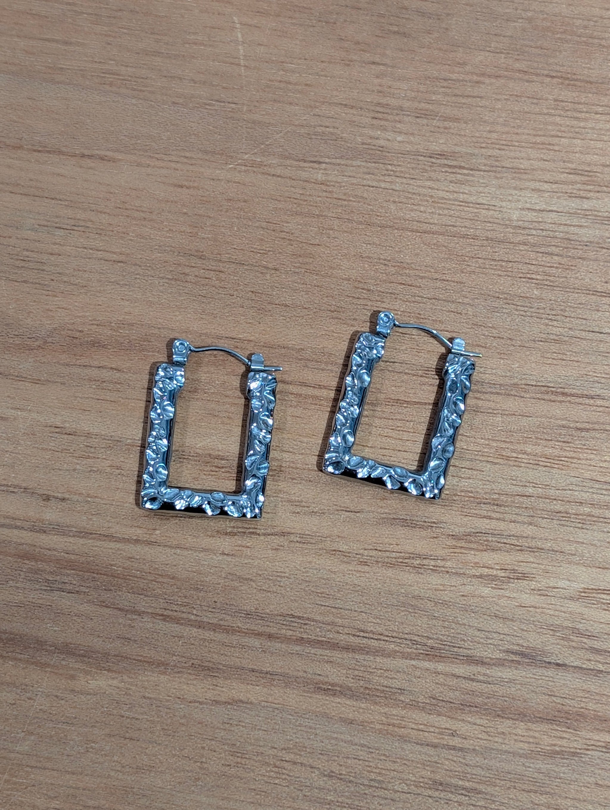 Textured frame stainless steel earrings