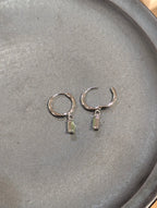 Stainless steel hoop drop cz earrings