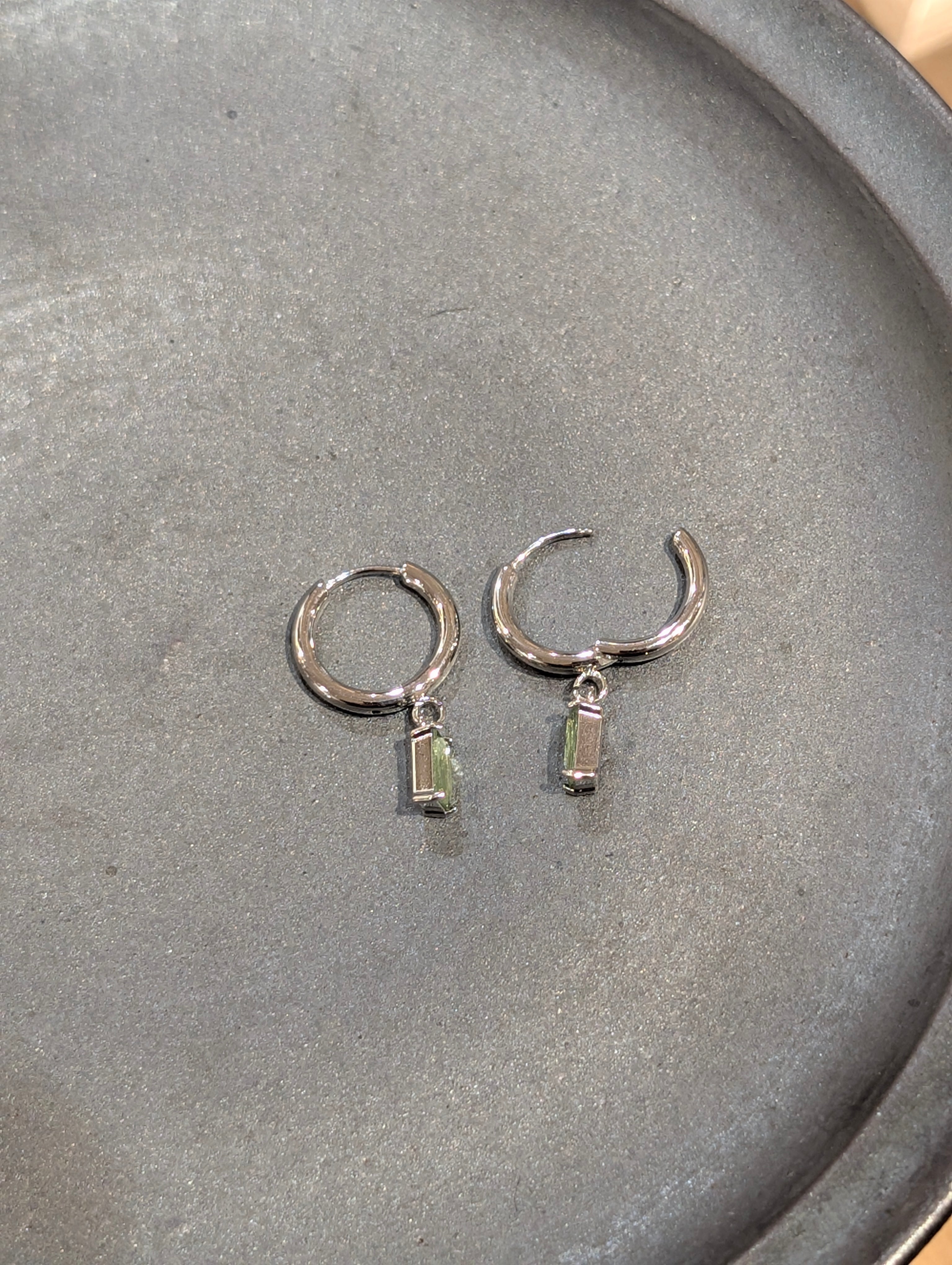 Stainless steel hoop drop cz earrings