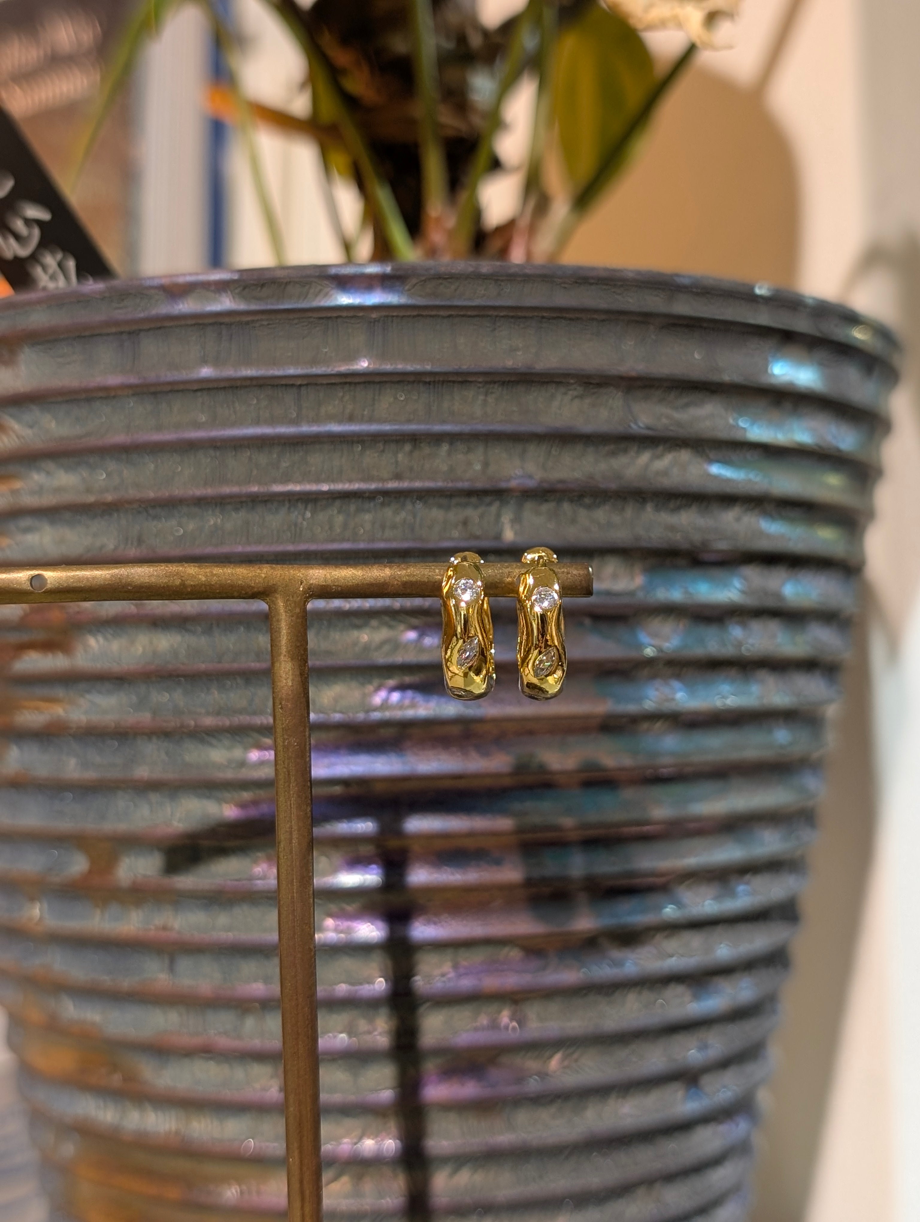Glacier Wave Brass Hoop Earrings