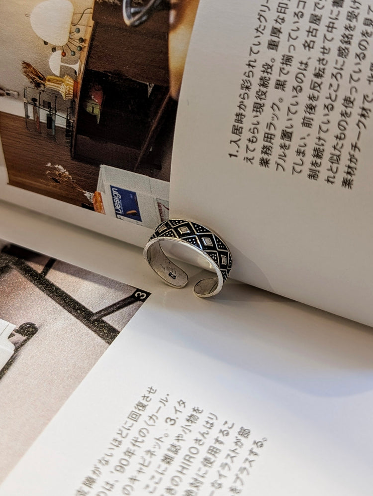 Argyle band 925 Silver Pinky Ring