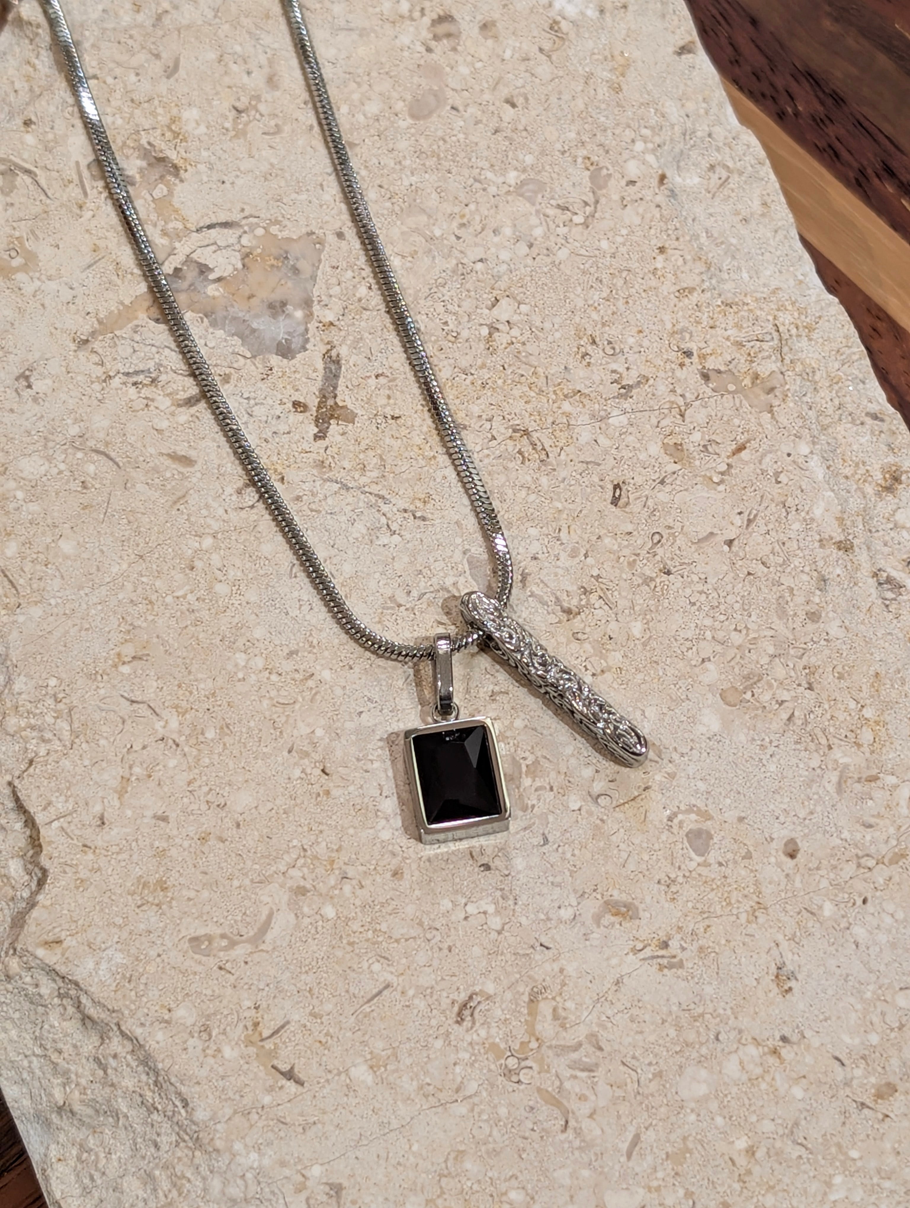 Mono bar pendant stainless steel necklace