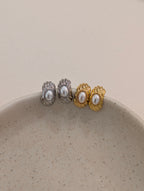 Pearl vintage style brass earrings