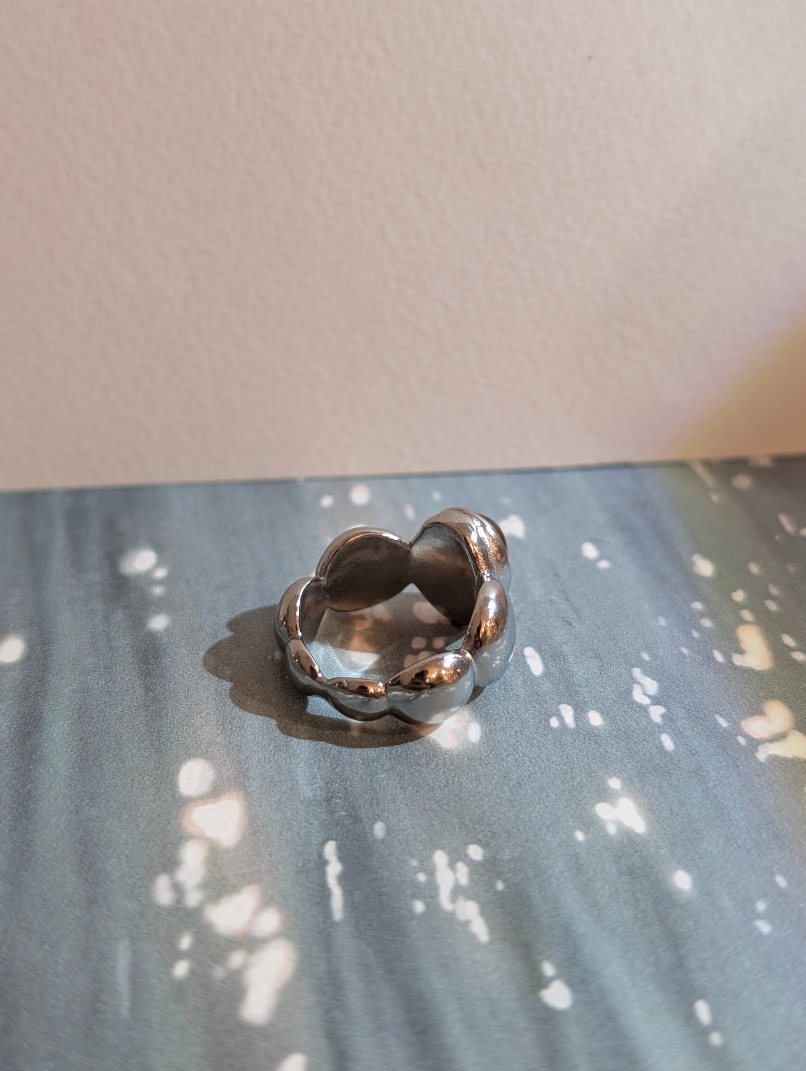 Faux tigers eye stainless steel ring