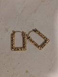 Textured frame stainless steel earrings