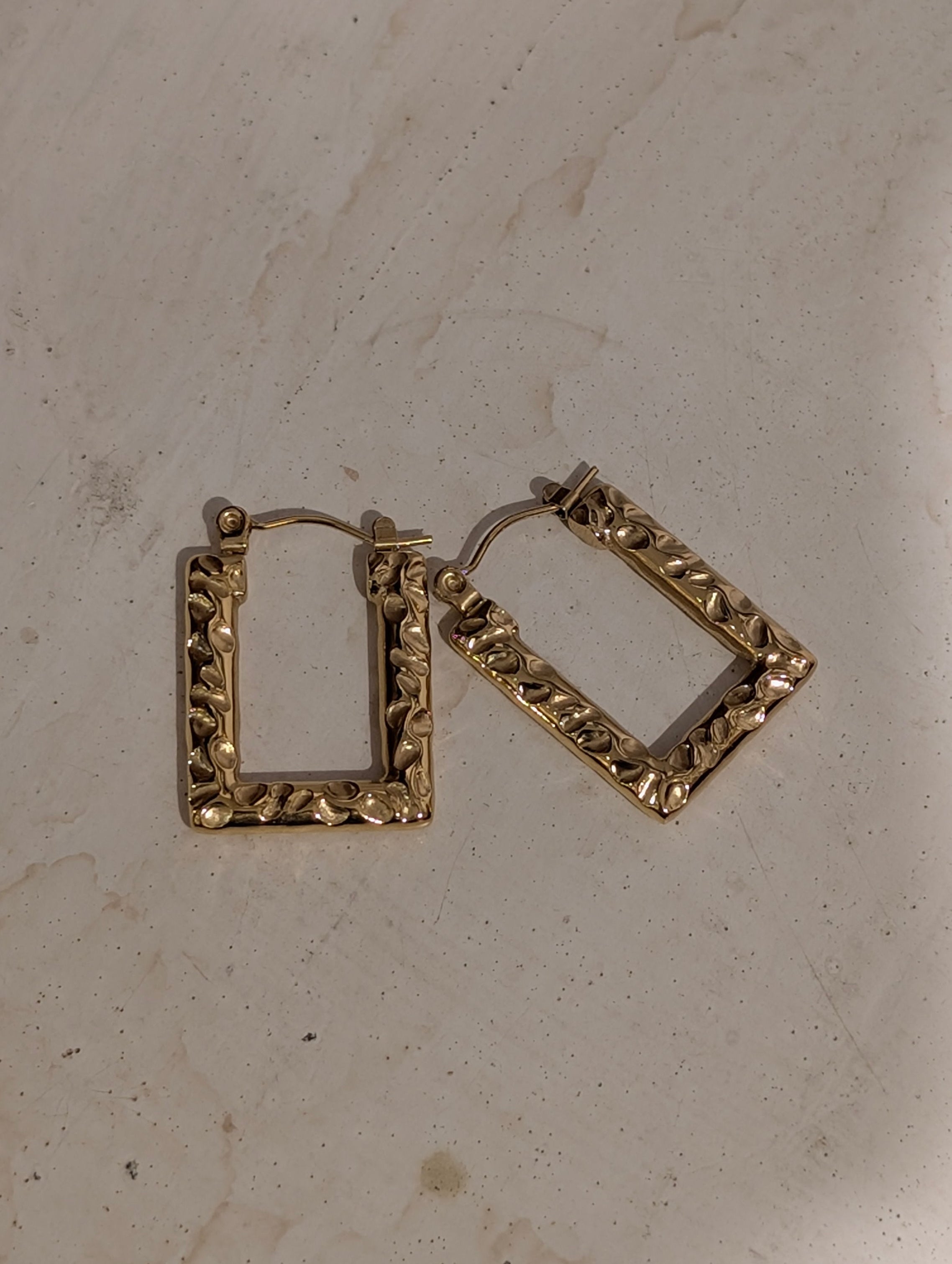Textured frame stainless steel earrings
