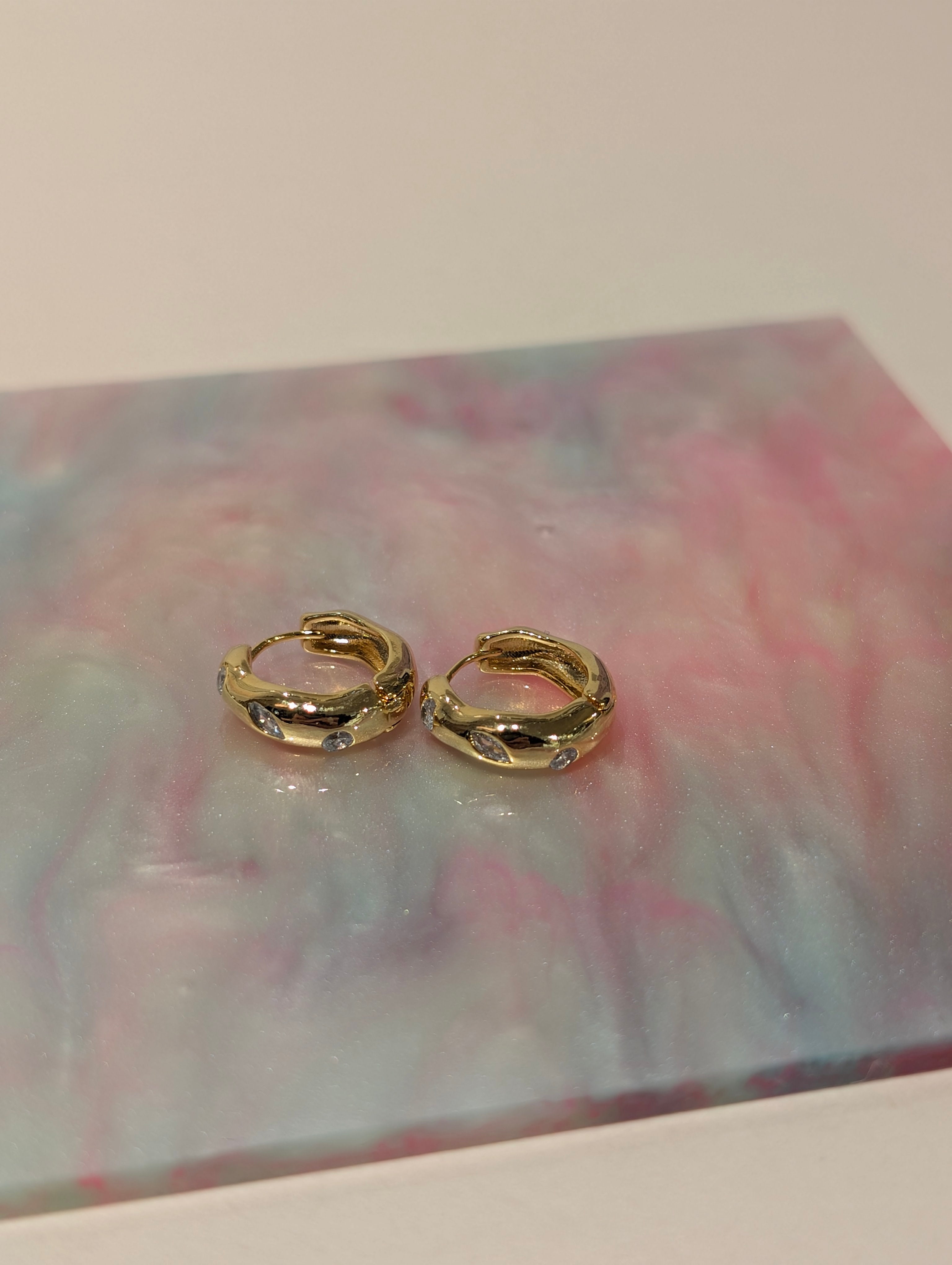 Glacier Wave Brass Hoop Earrings