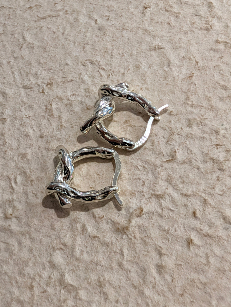 Textured Knot Huggie Hoop Earrings