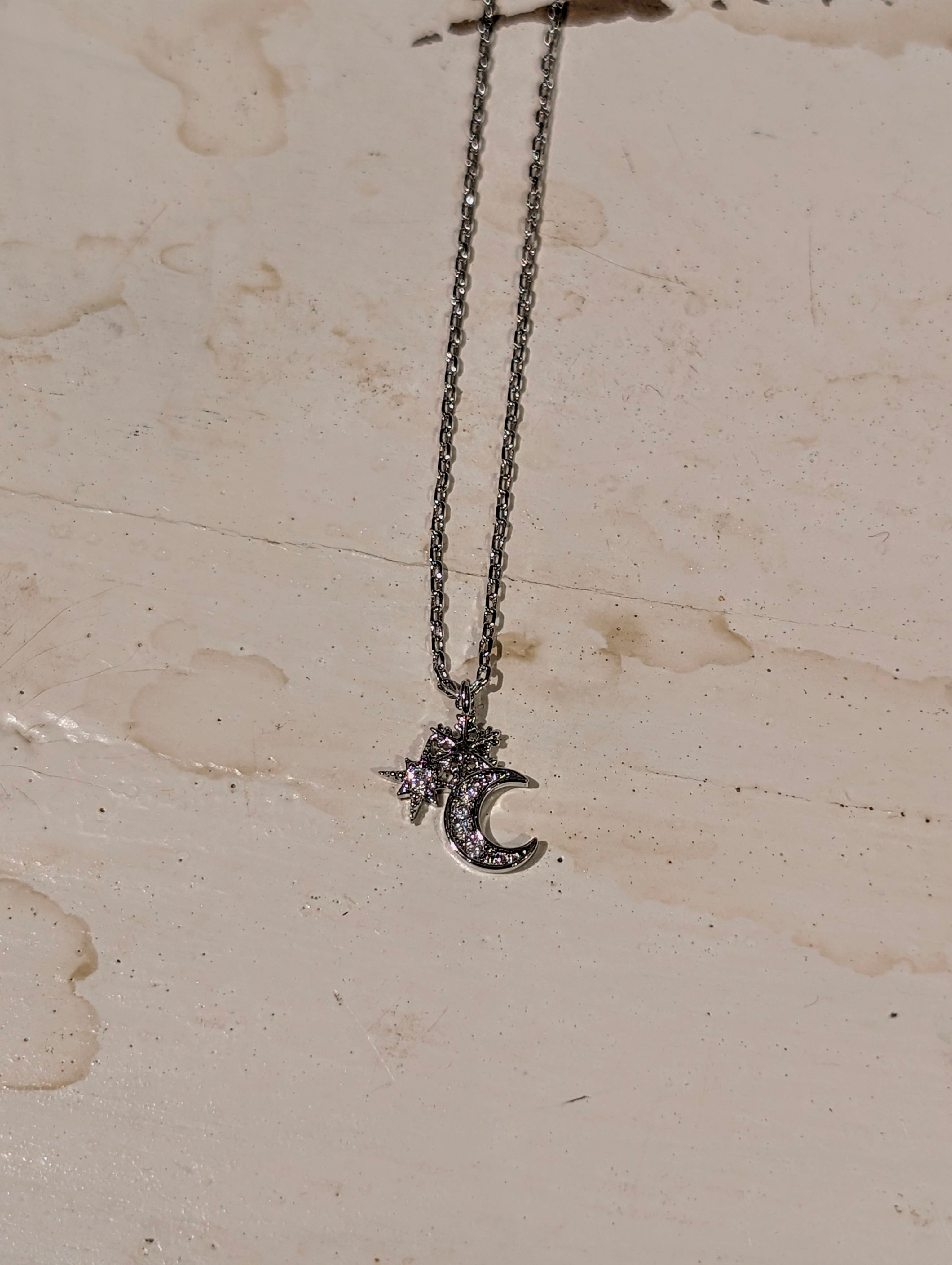 Crescent and star necklace