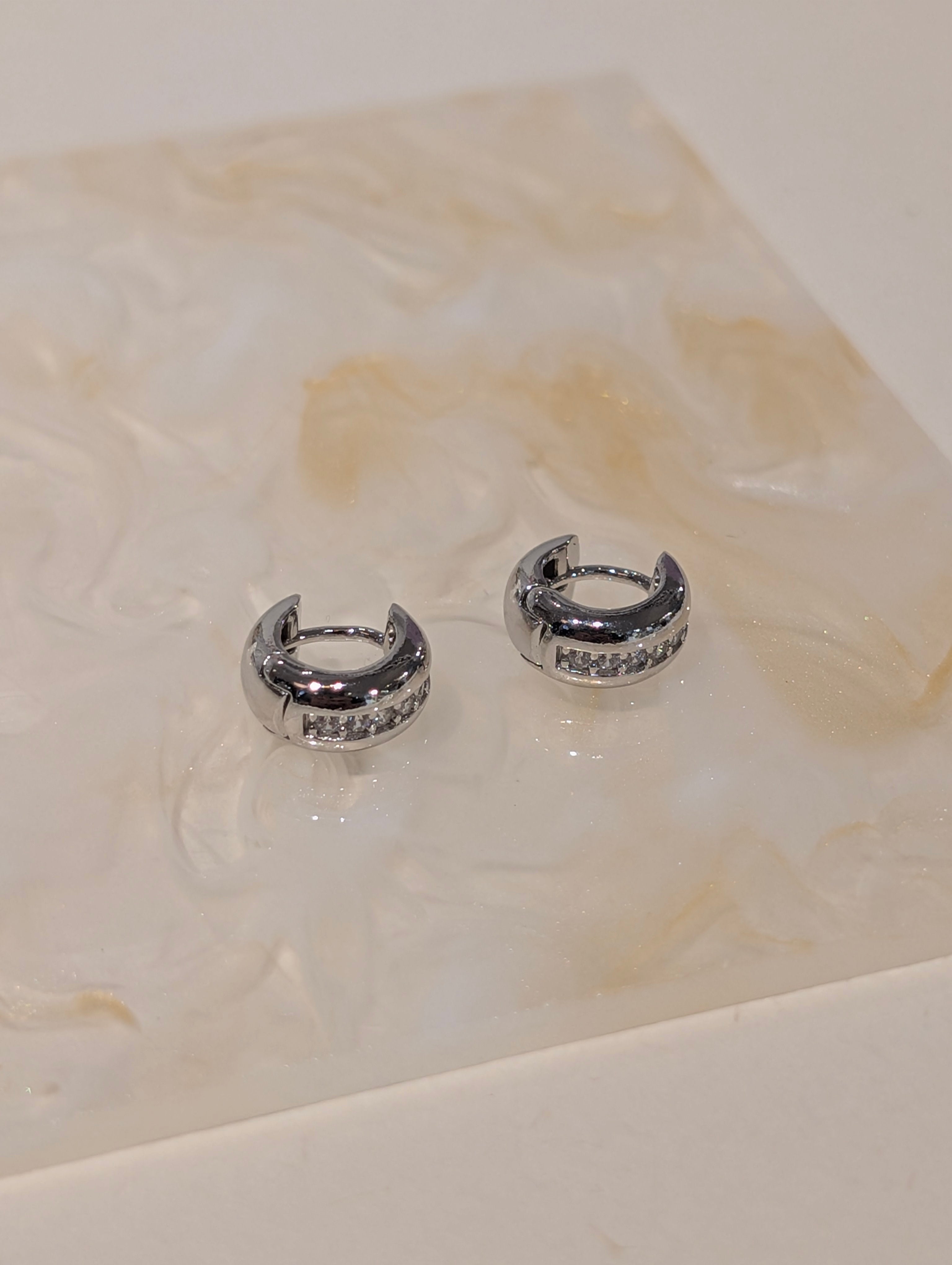 Mini Huggie hoop brass earrings