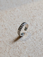 Striped 925 Silver Pinky Ring