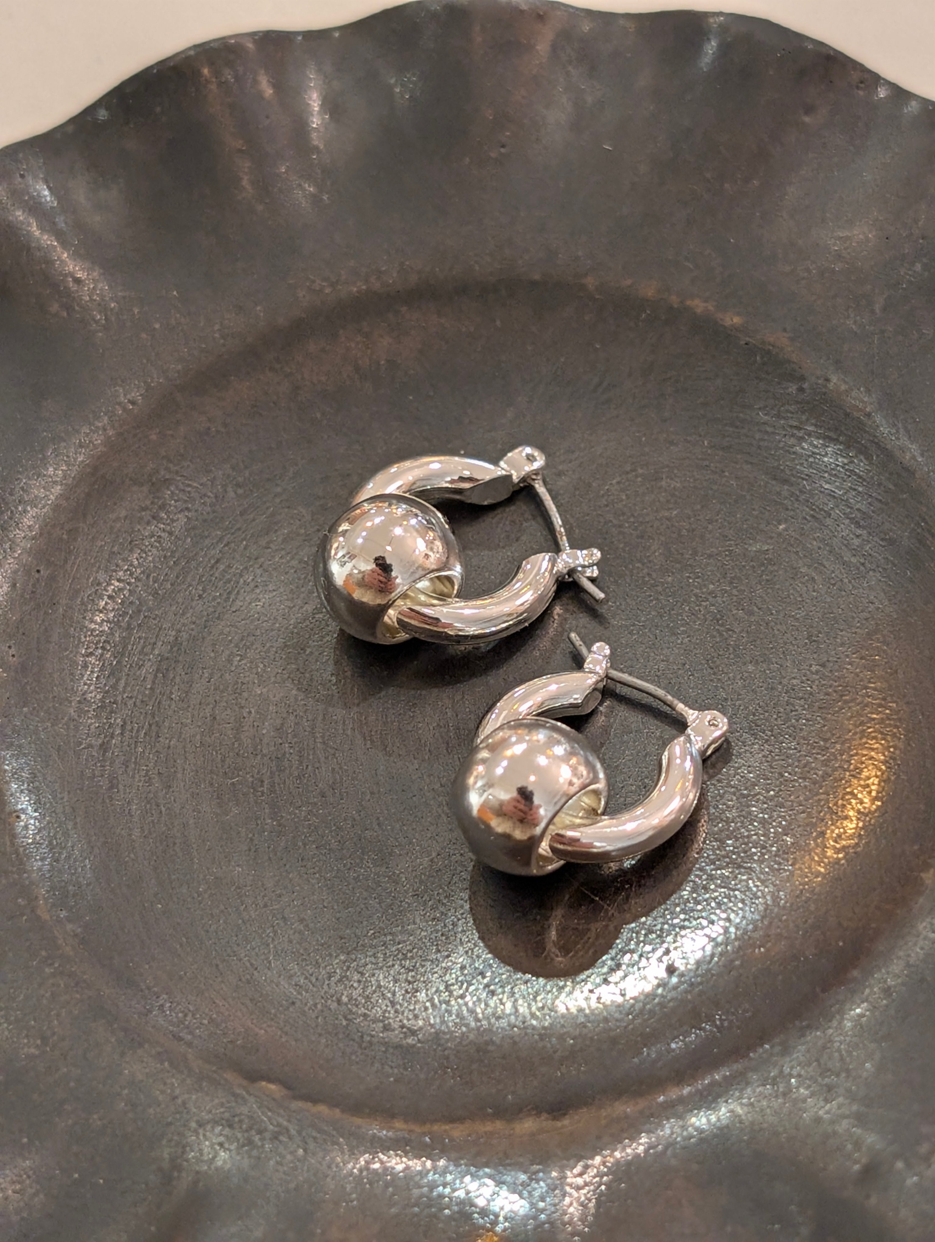 Brass hoop interlock earrings