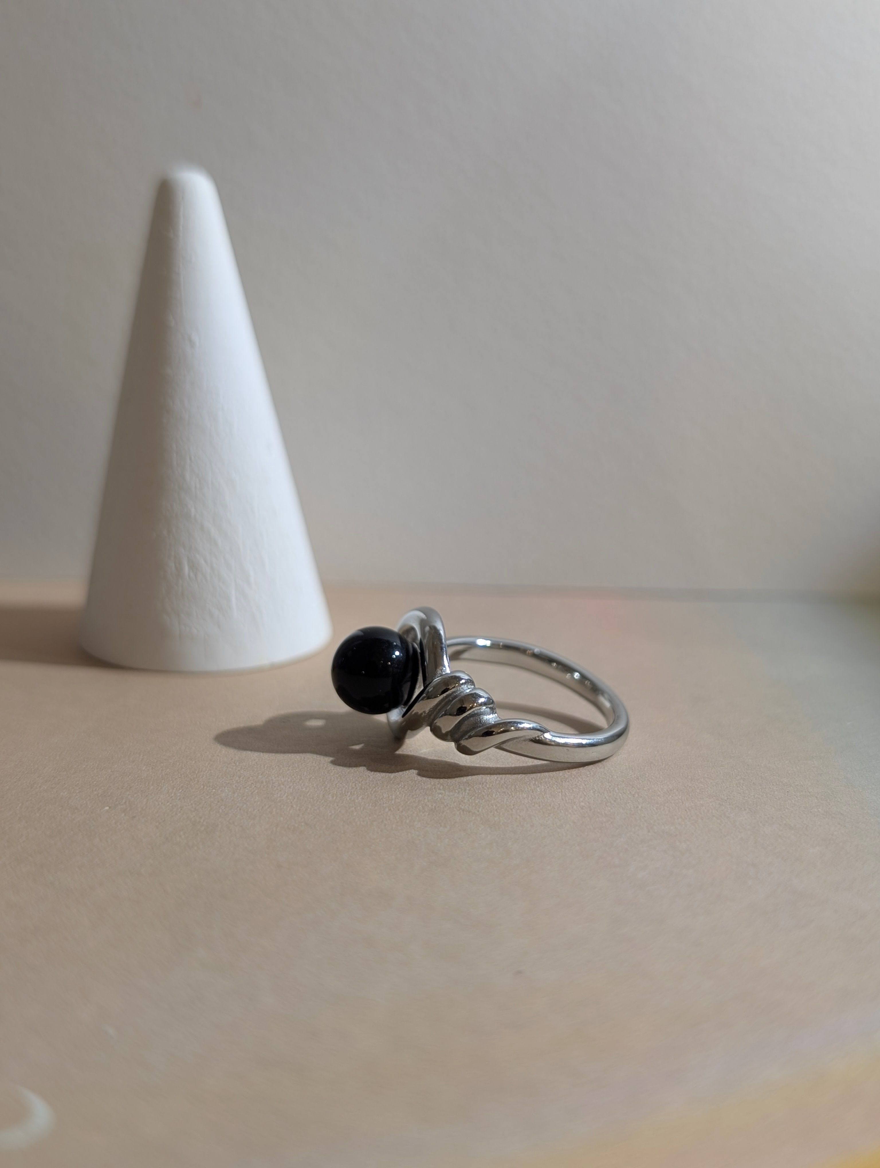 Stainless steel faux onyx ring