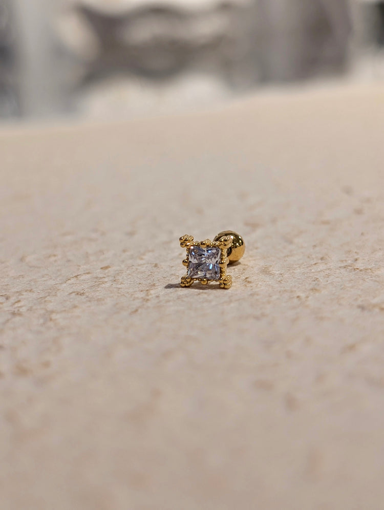 Square cz surgical steel stud piercing (1pc)