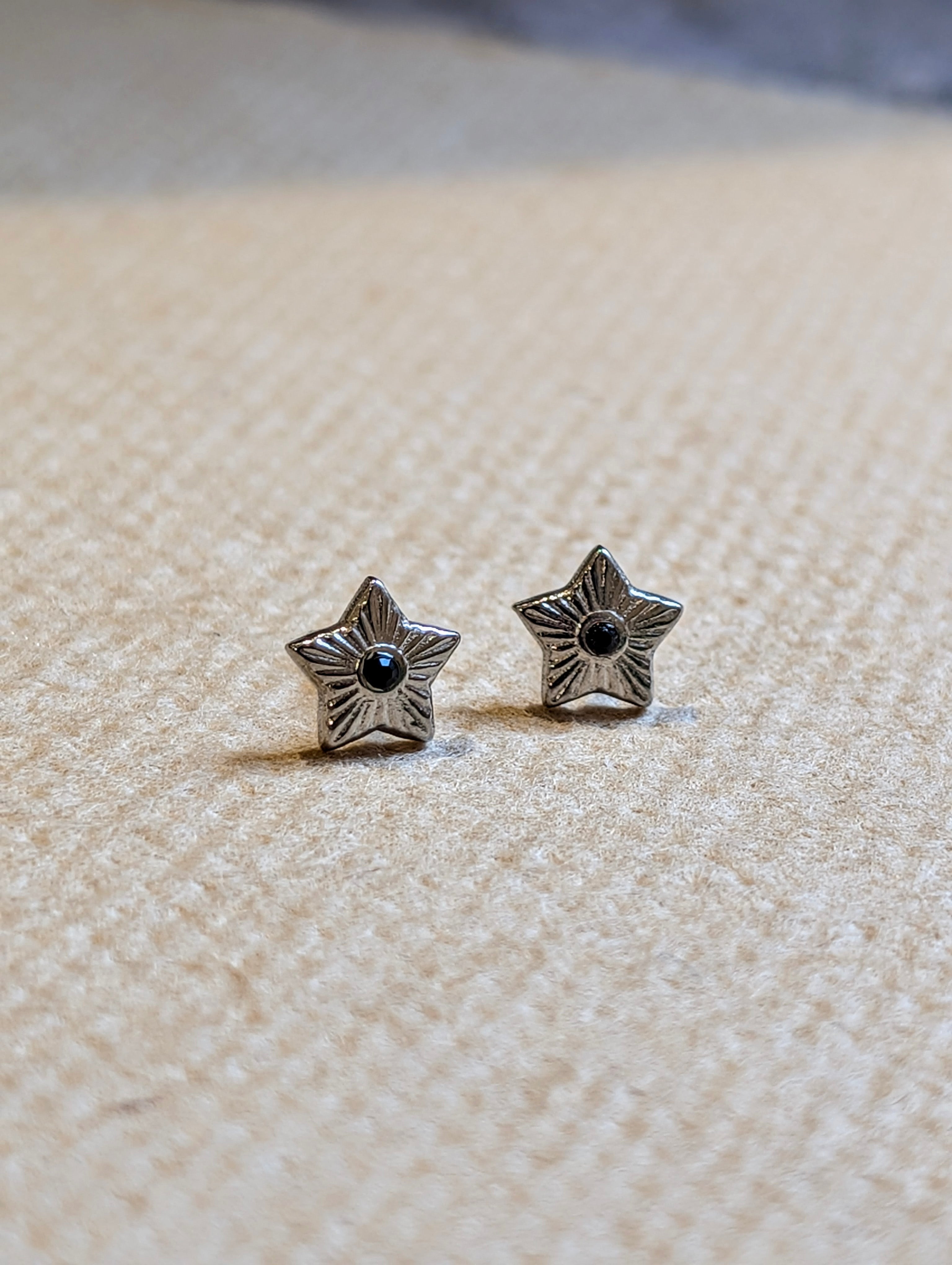 Sunburst Star Stud Stainless Steel Earrings