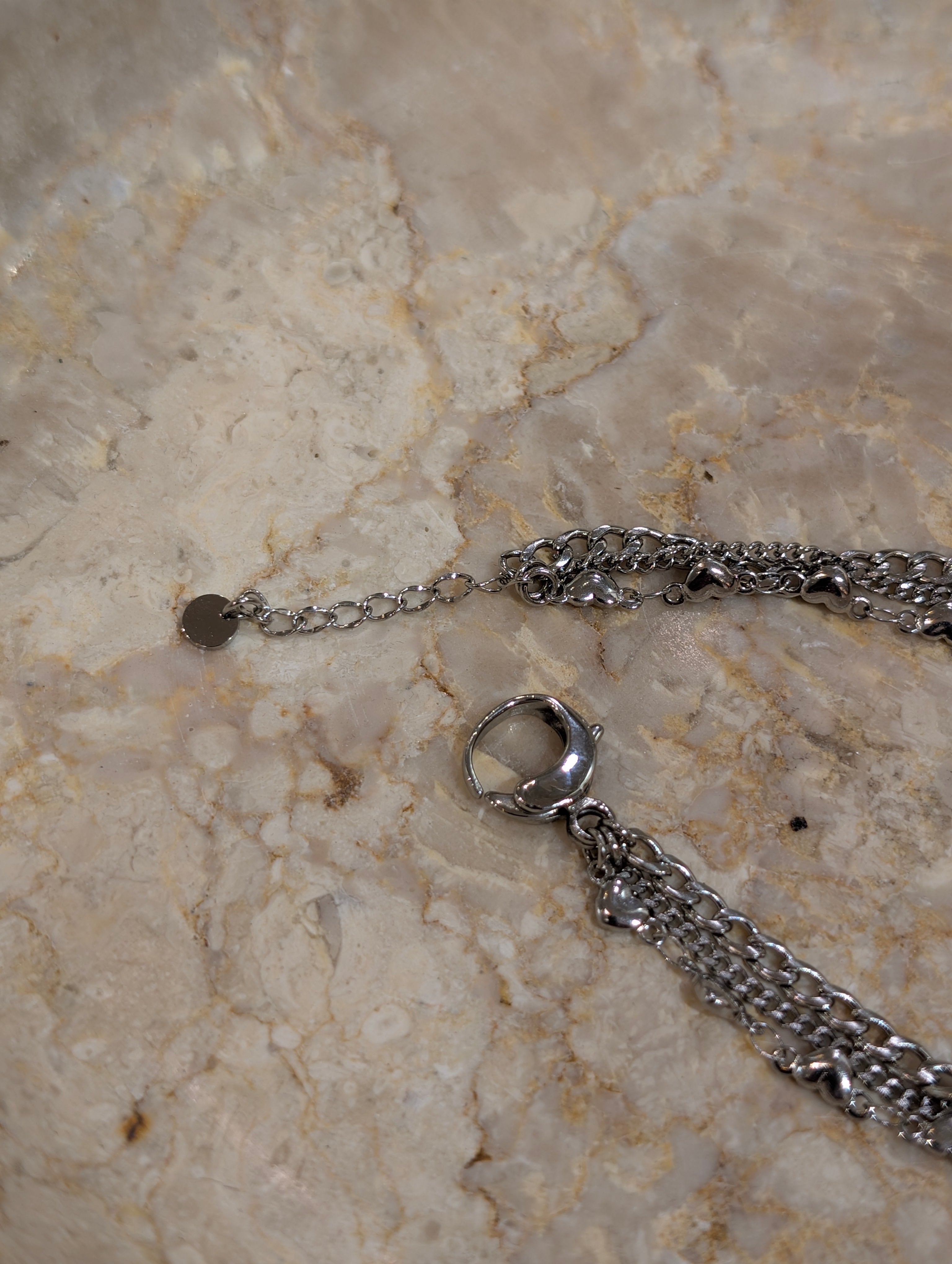 Triple chain heart stainless steel bracelet
