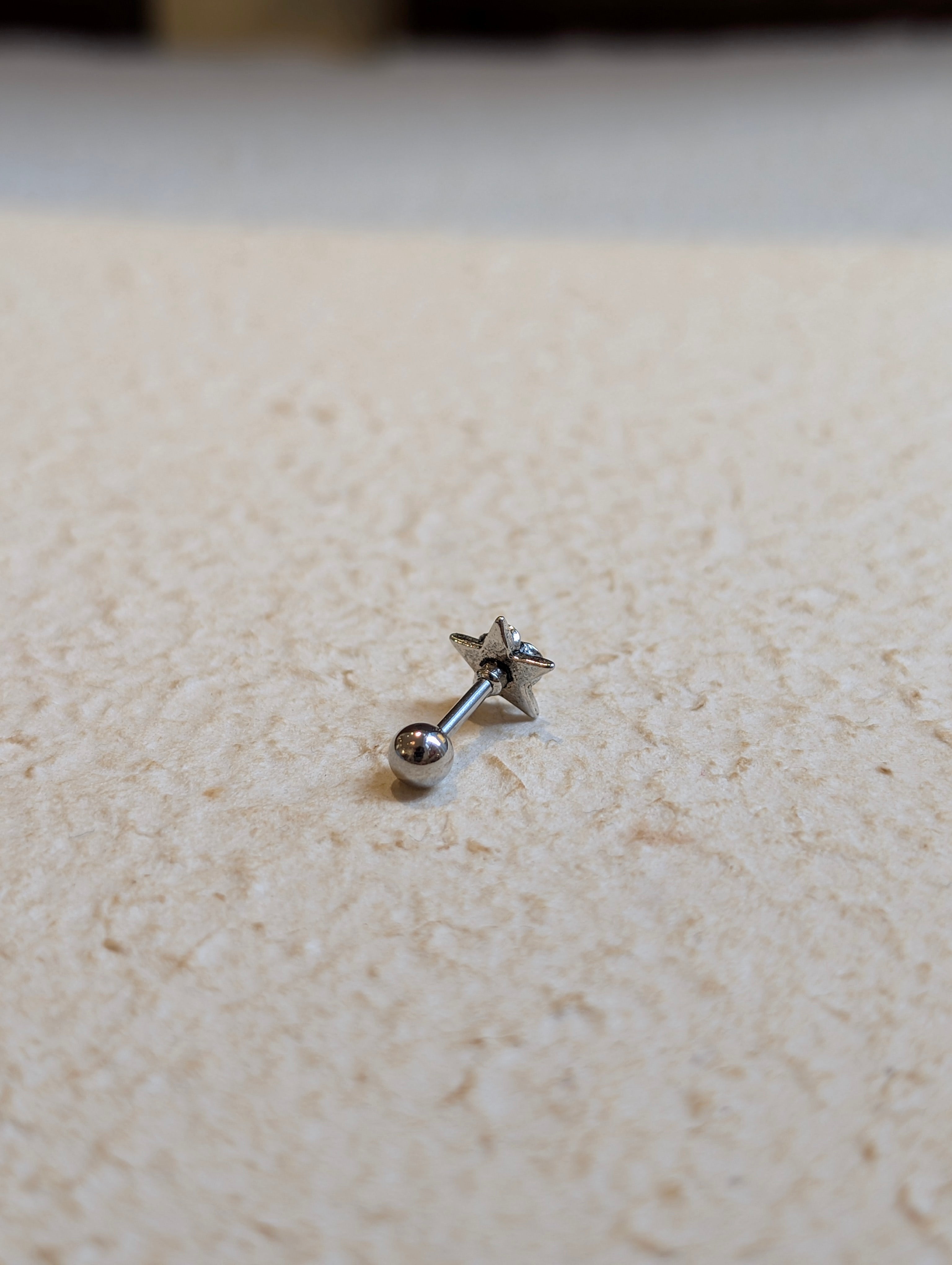 Star rose stud surgical steel piercing Earring (1pc)
