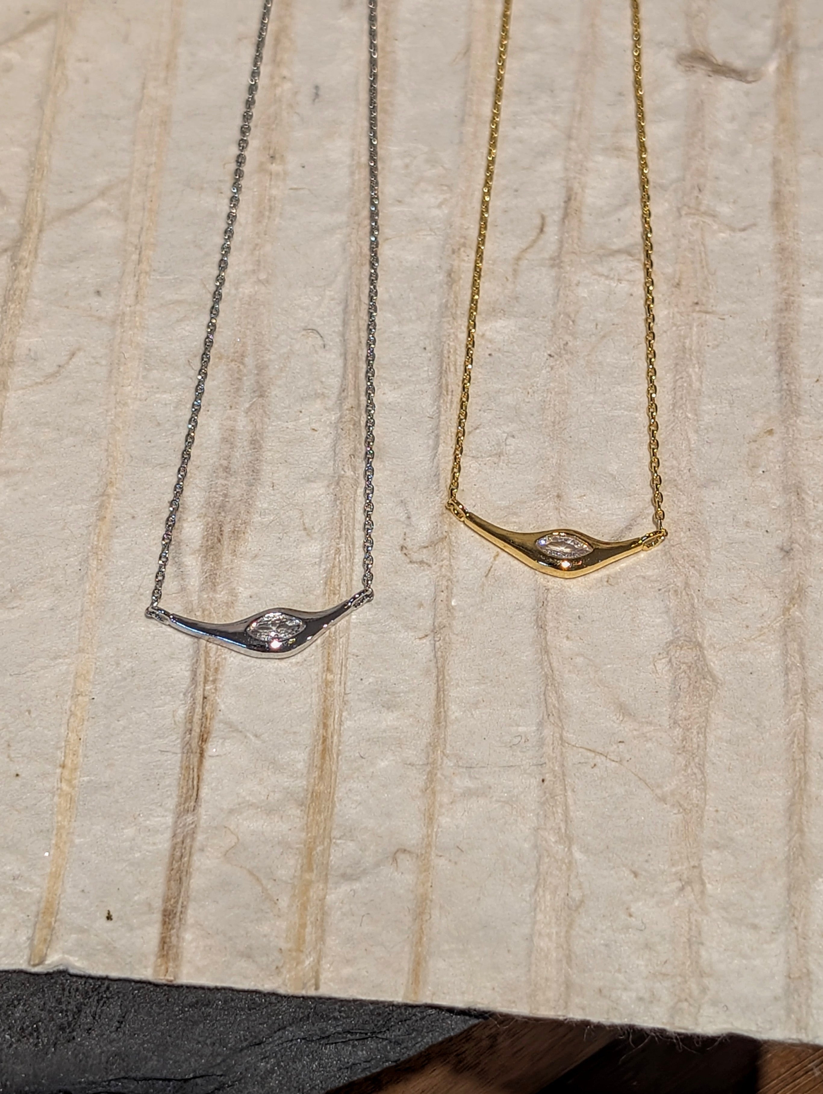 Linear Marquise Pendant Necklace