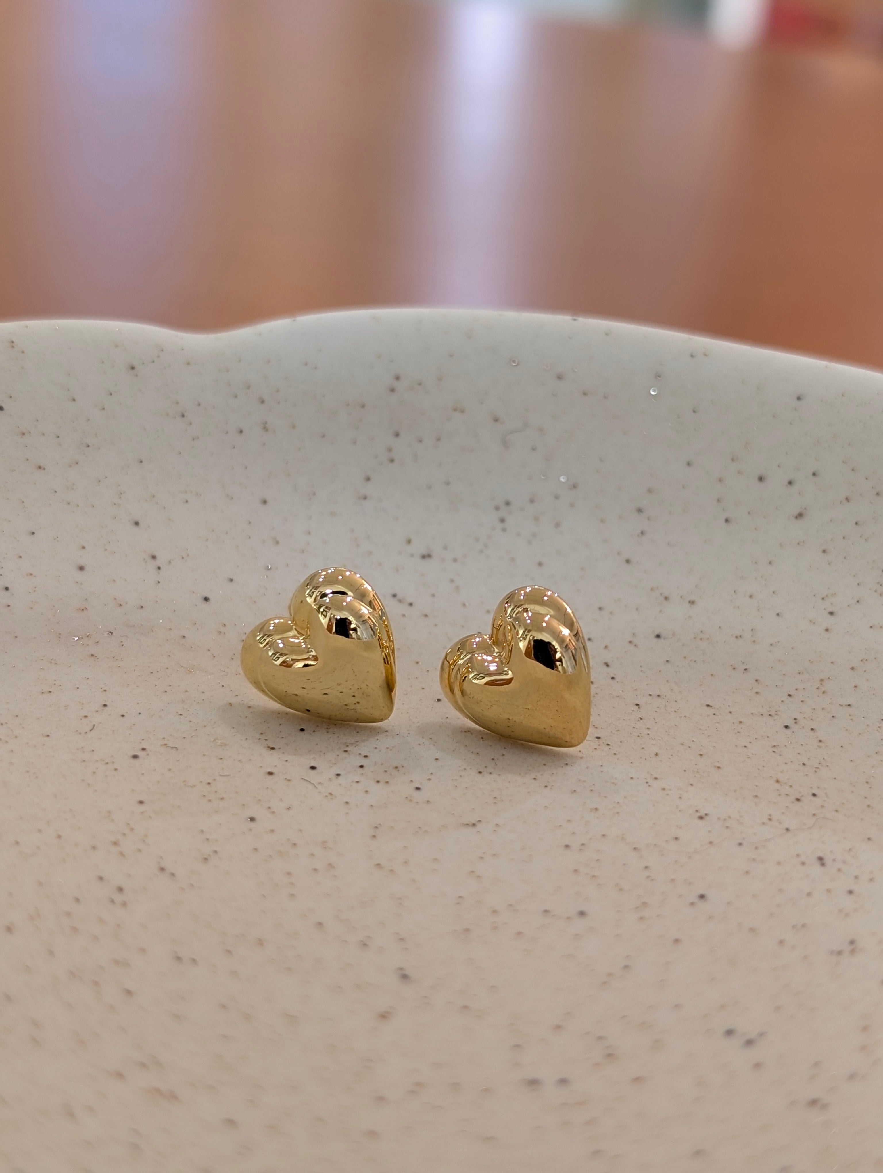 Heart brass earrings