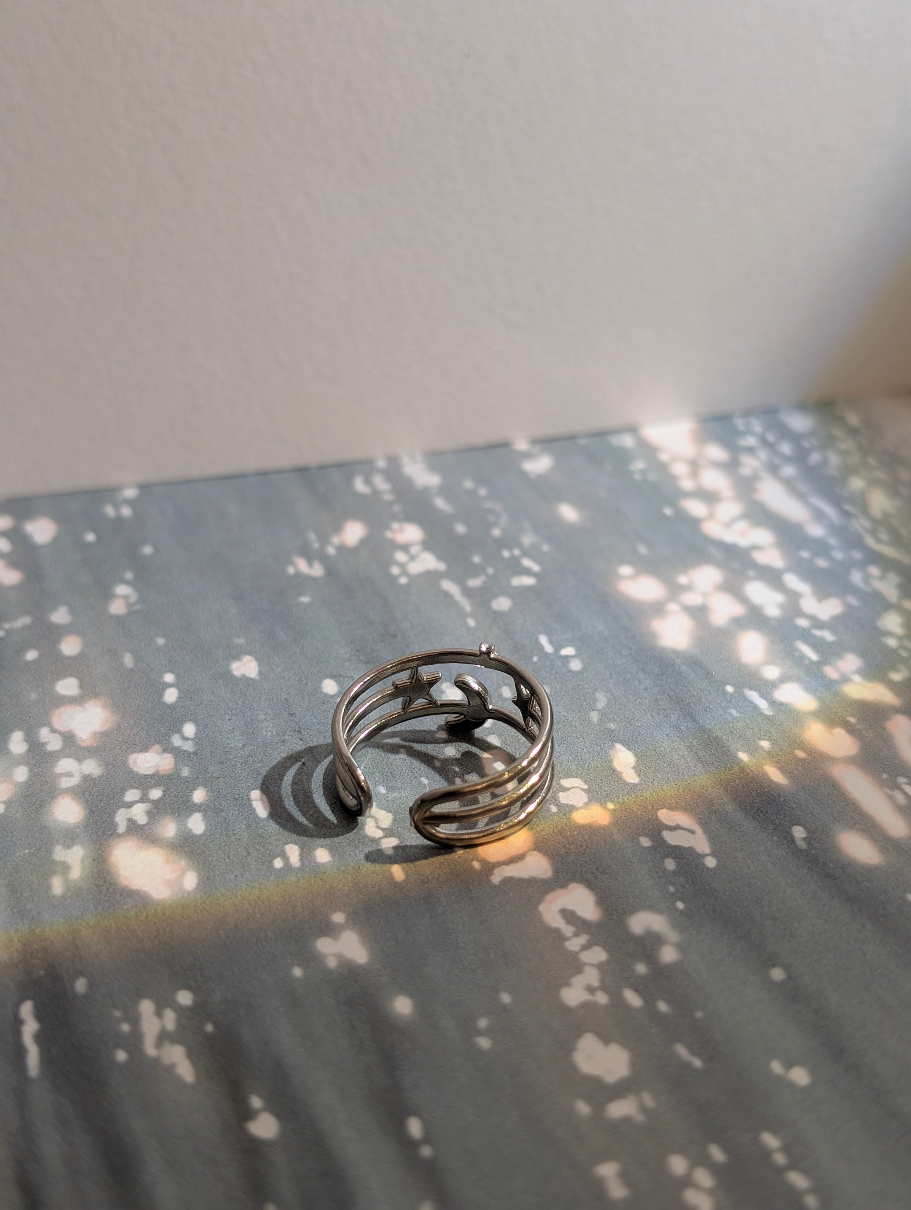 Crescent star stainless steel ring