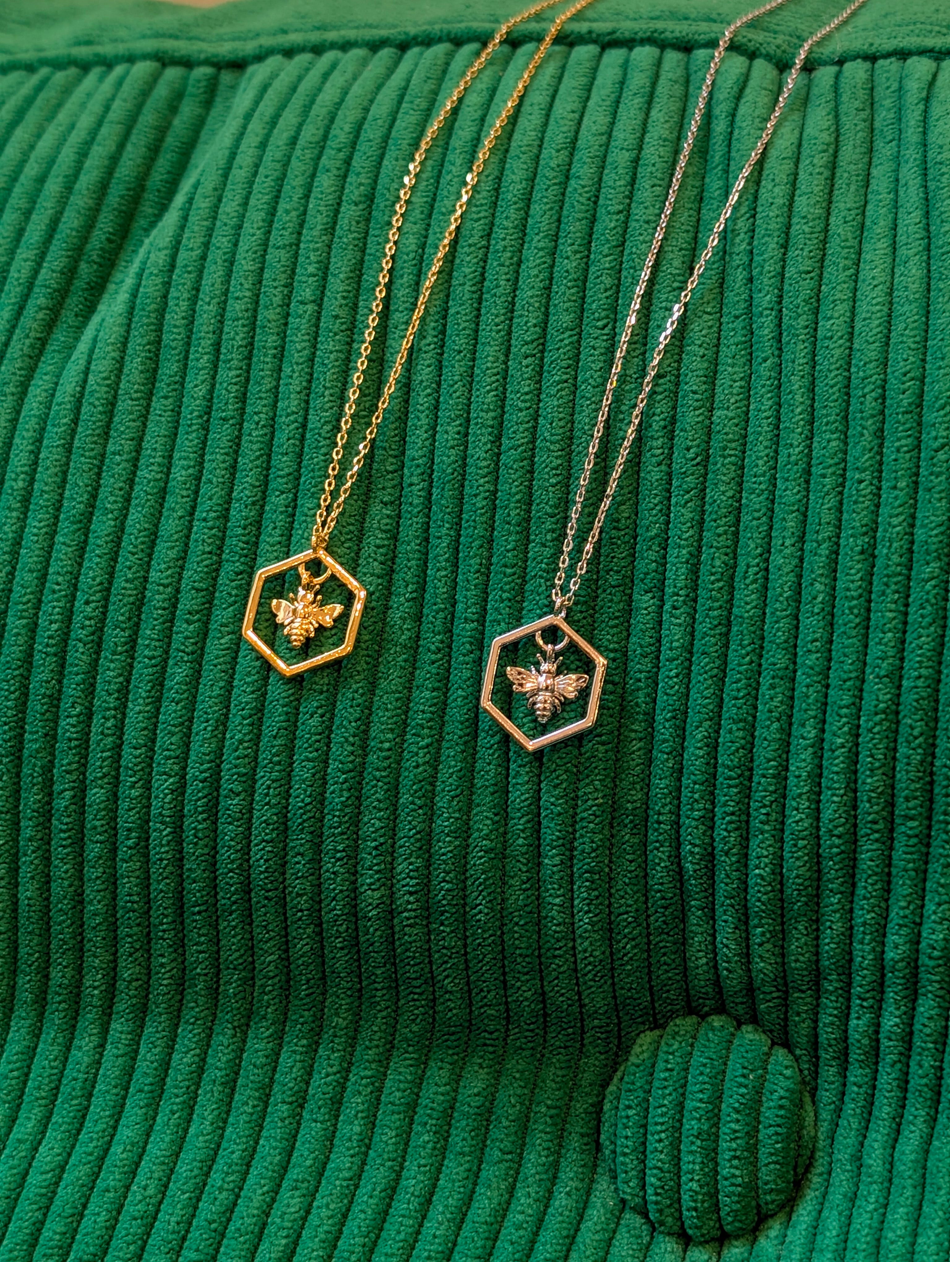 Hexagon Bee Pendant