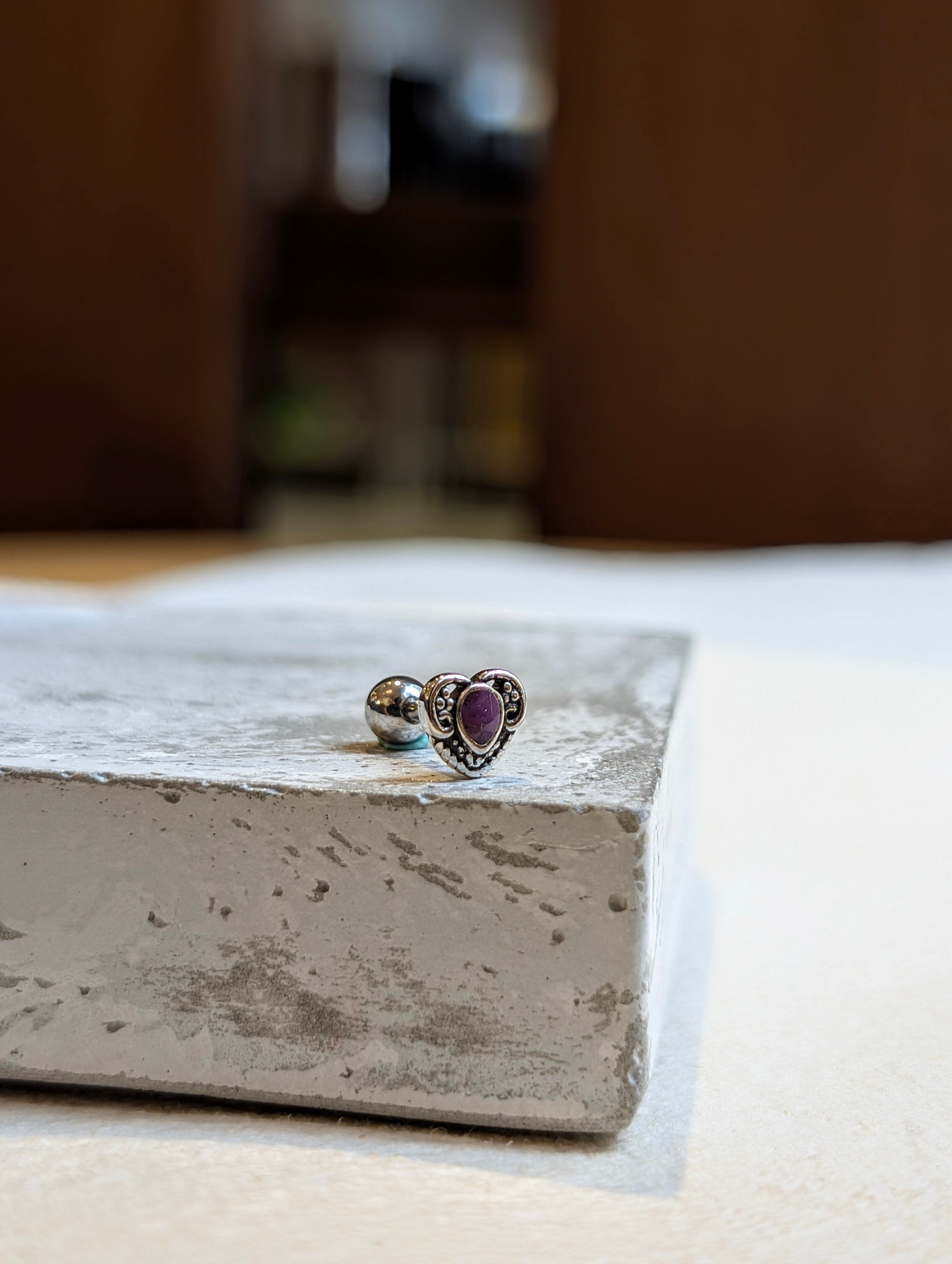 Dual‑Tone Heart Stud Surgical Steel Earring (1pc)