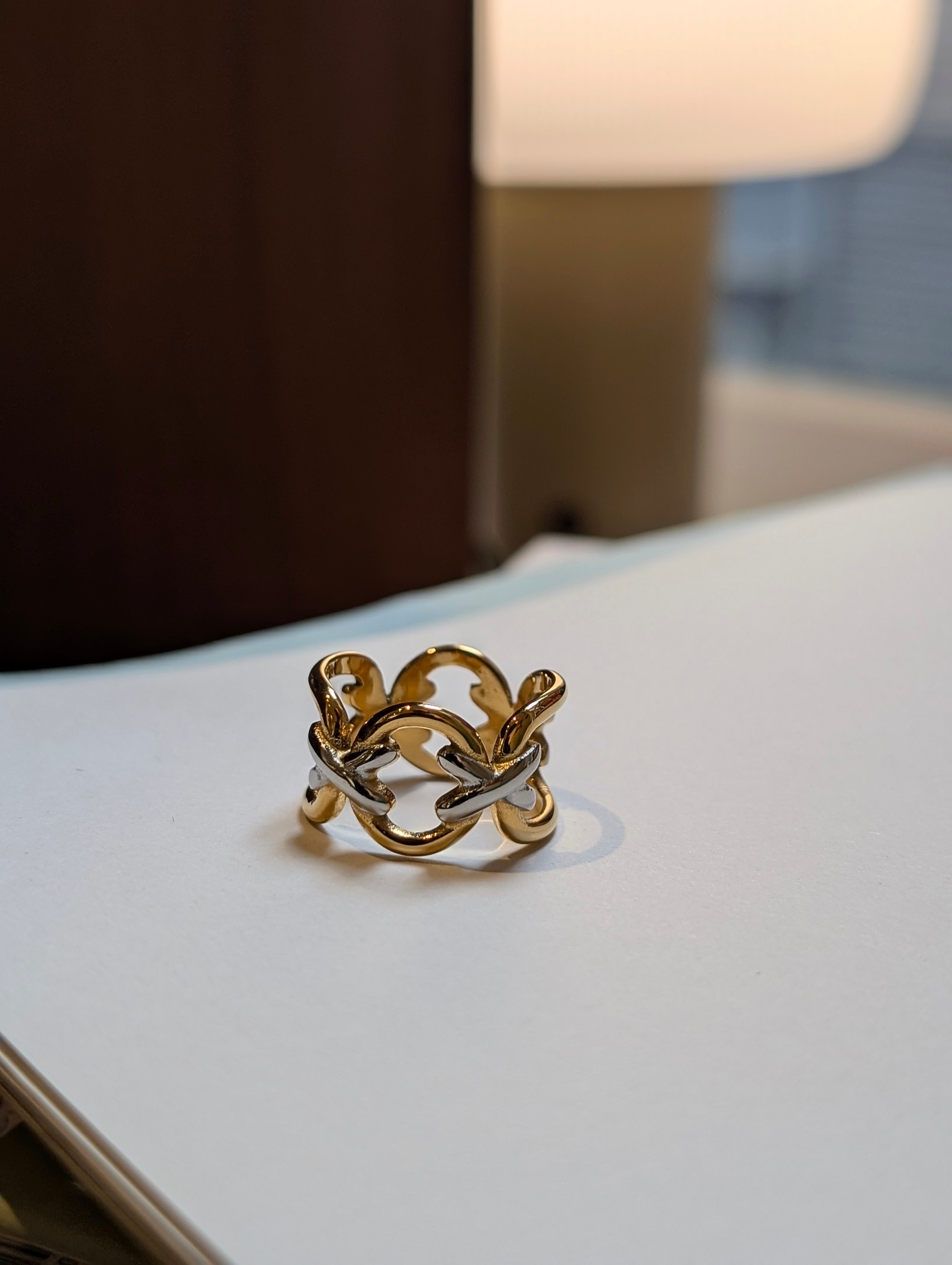 Elysian Knot two tone stainless steel ring