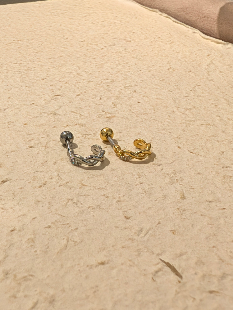 Twisted Wave Piercing Stud Surgical Steel Earring (1pc)