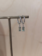 Stainless steel hoop drop cz earrings