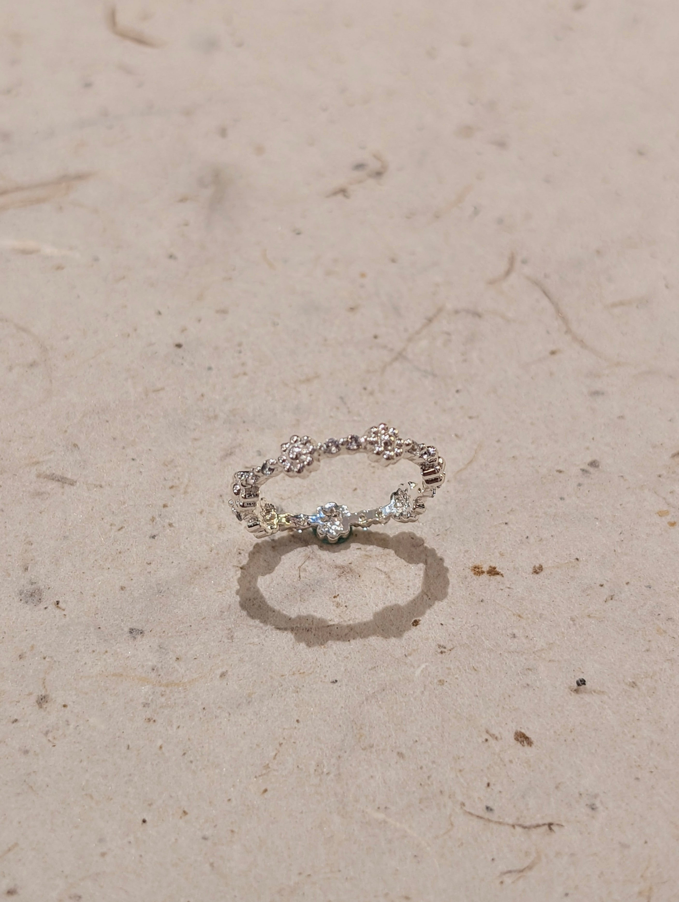Flora Pavé 925 Silver Pinky Ring