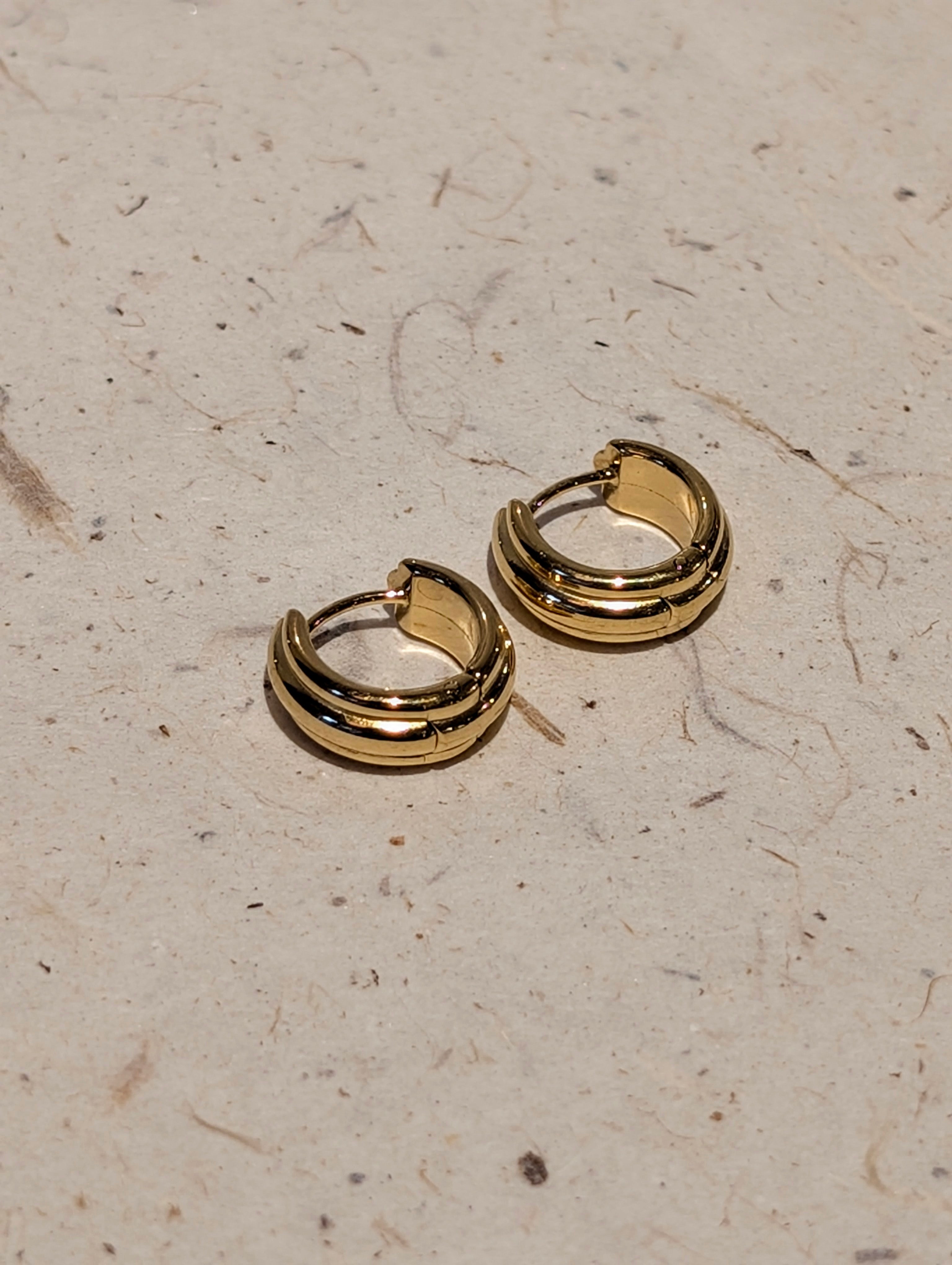 Parallel Rib Hoop Stainless Steel Earrings