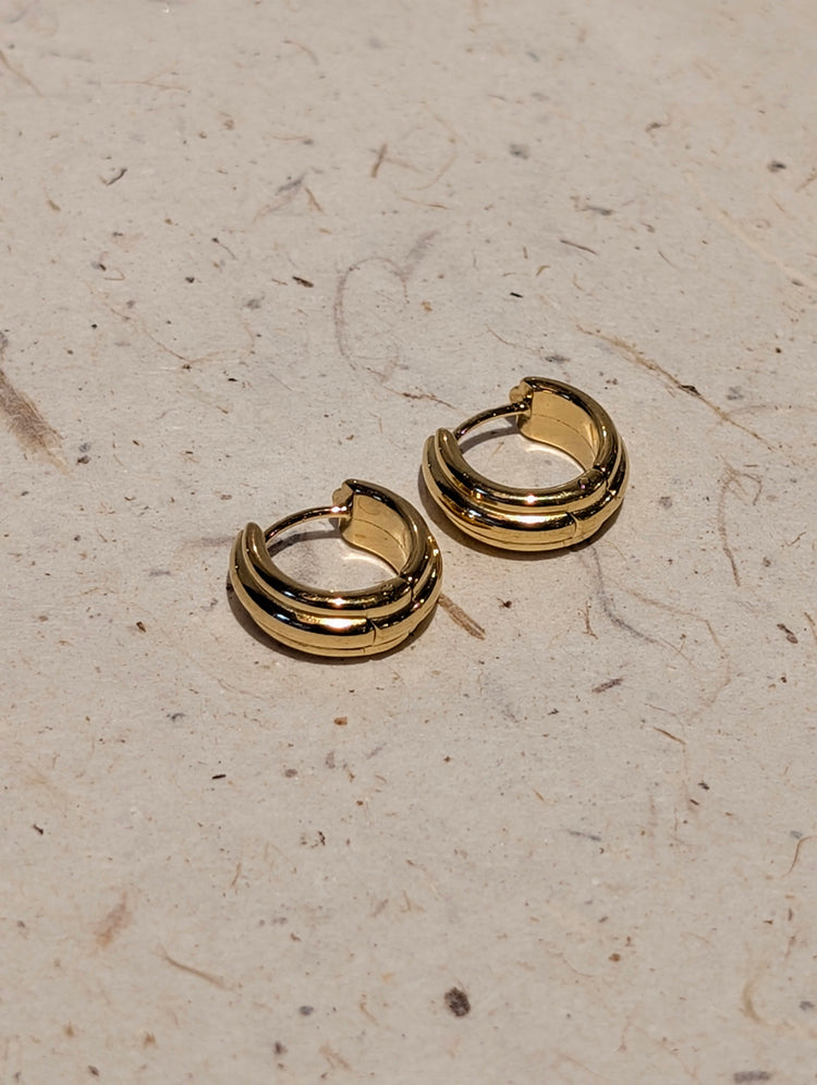Parallel Rib Hoop Stainless Steel Earrings
