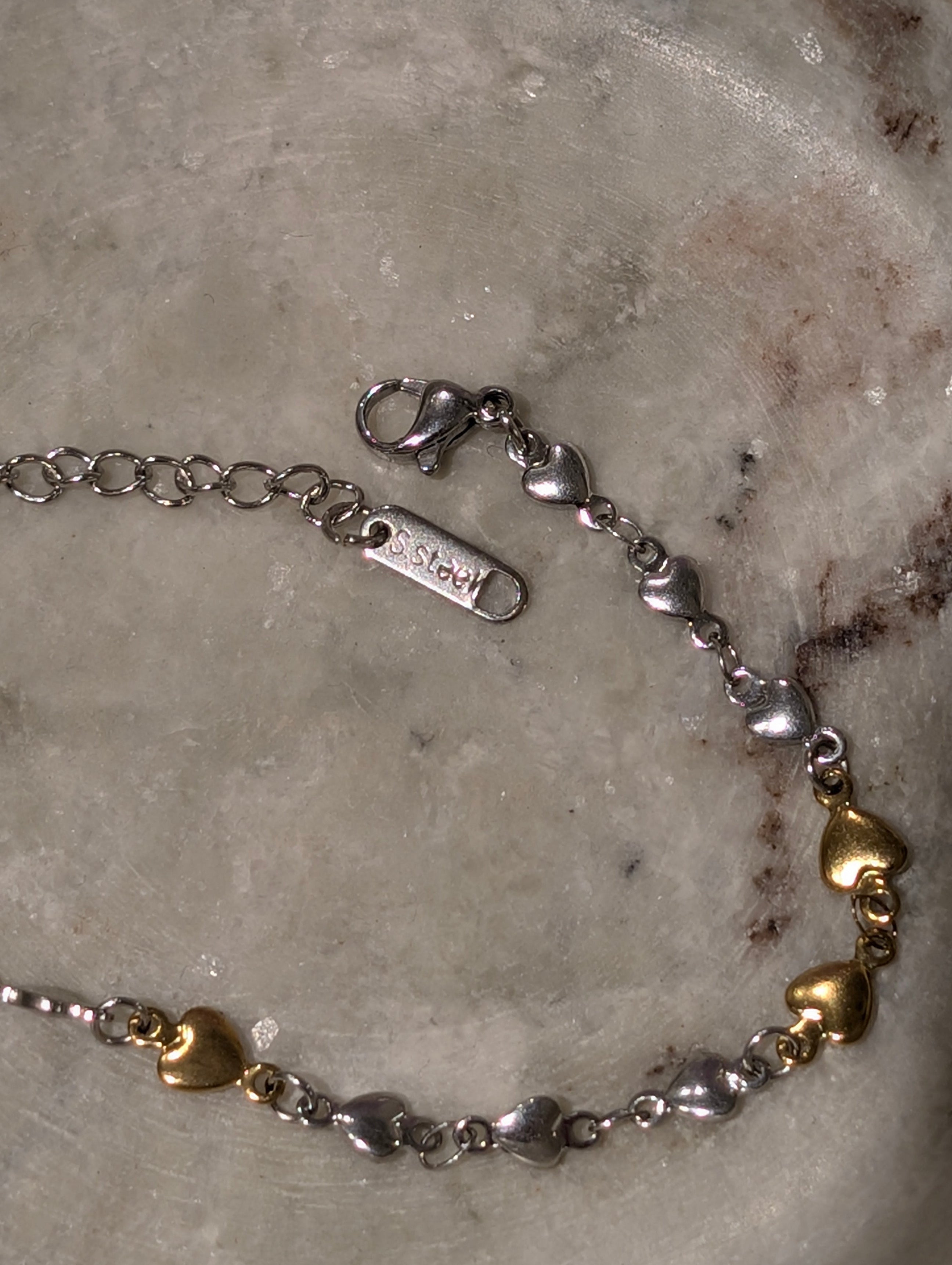 Two-Tone Heart Stainless Steel Bracelet
