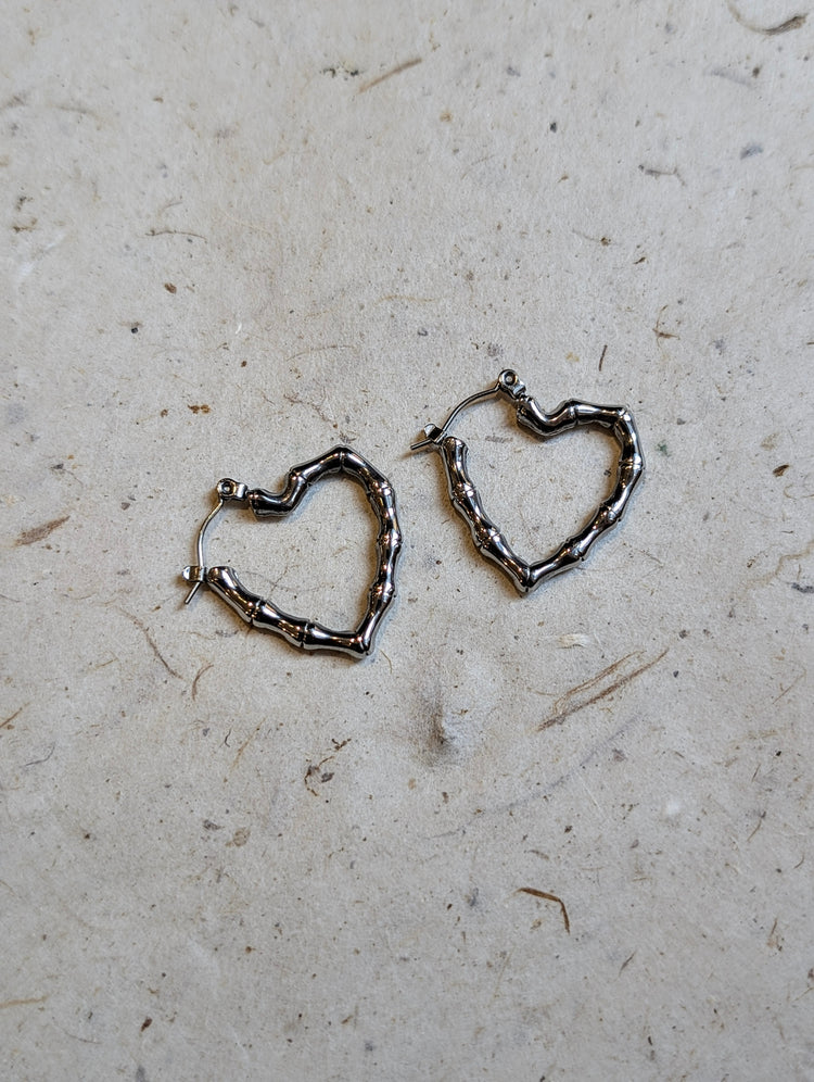 Heart-Shaped Hoop Stainless Steel Earrings