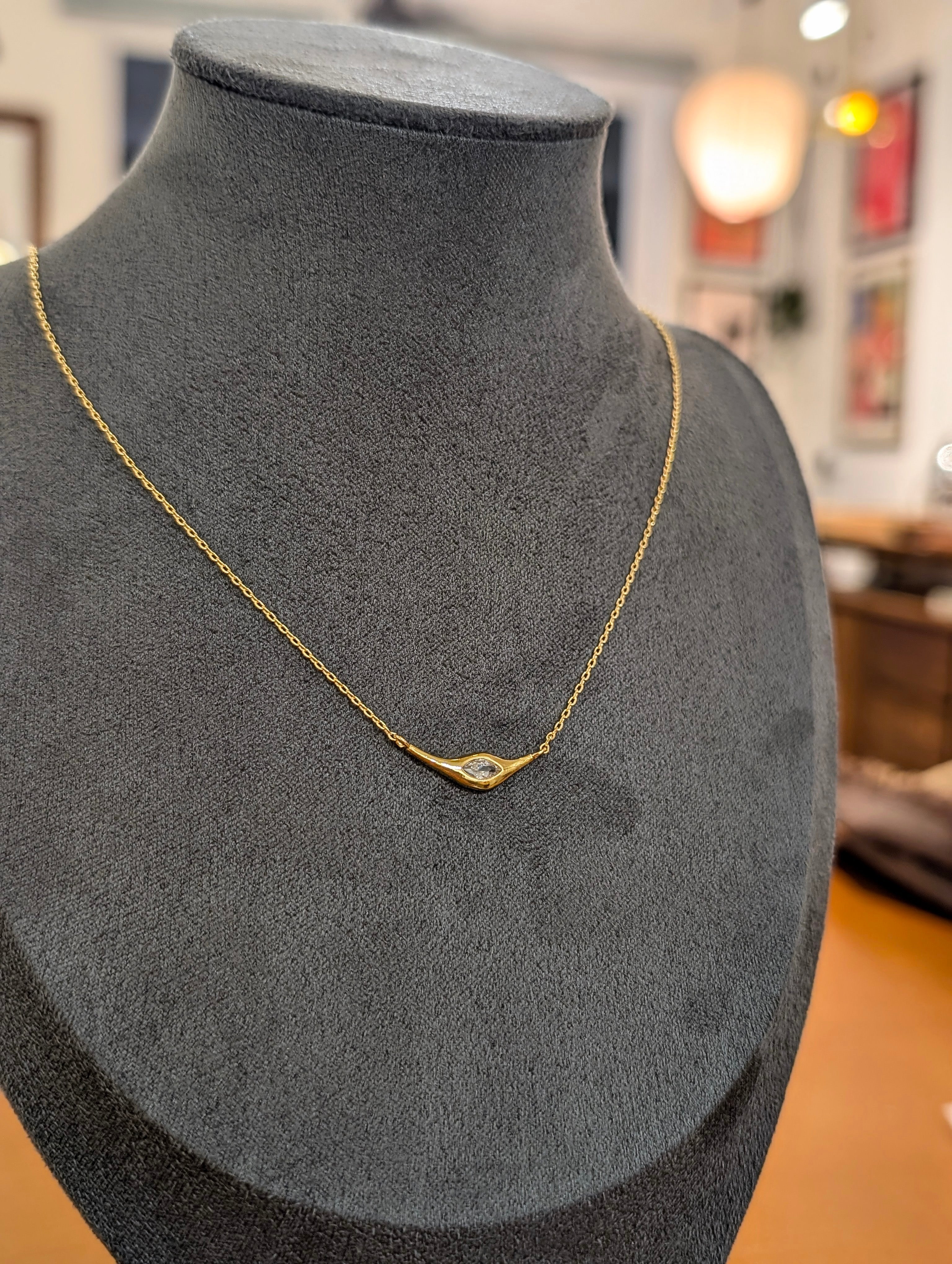 Linear Marquise Pendant Necklace