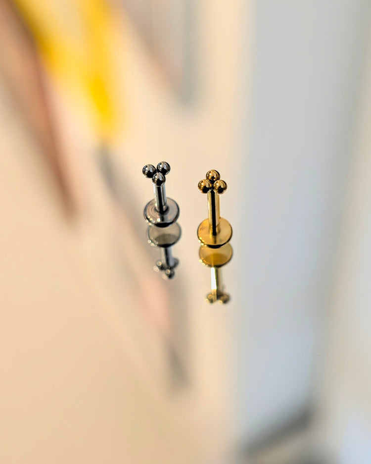 Titanium Trio Bead Flat Back Stud (ASTM F136)